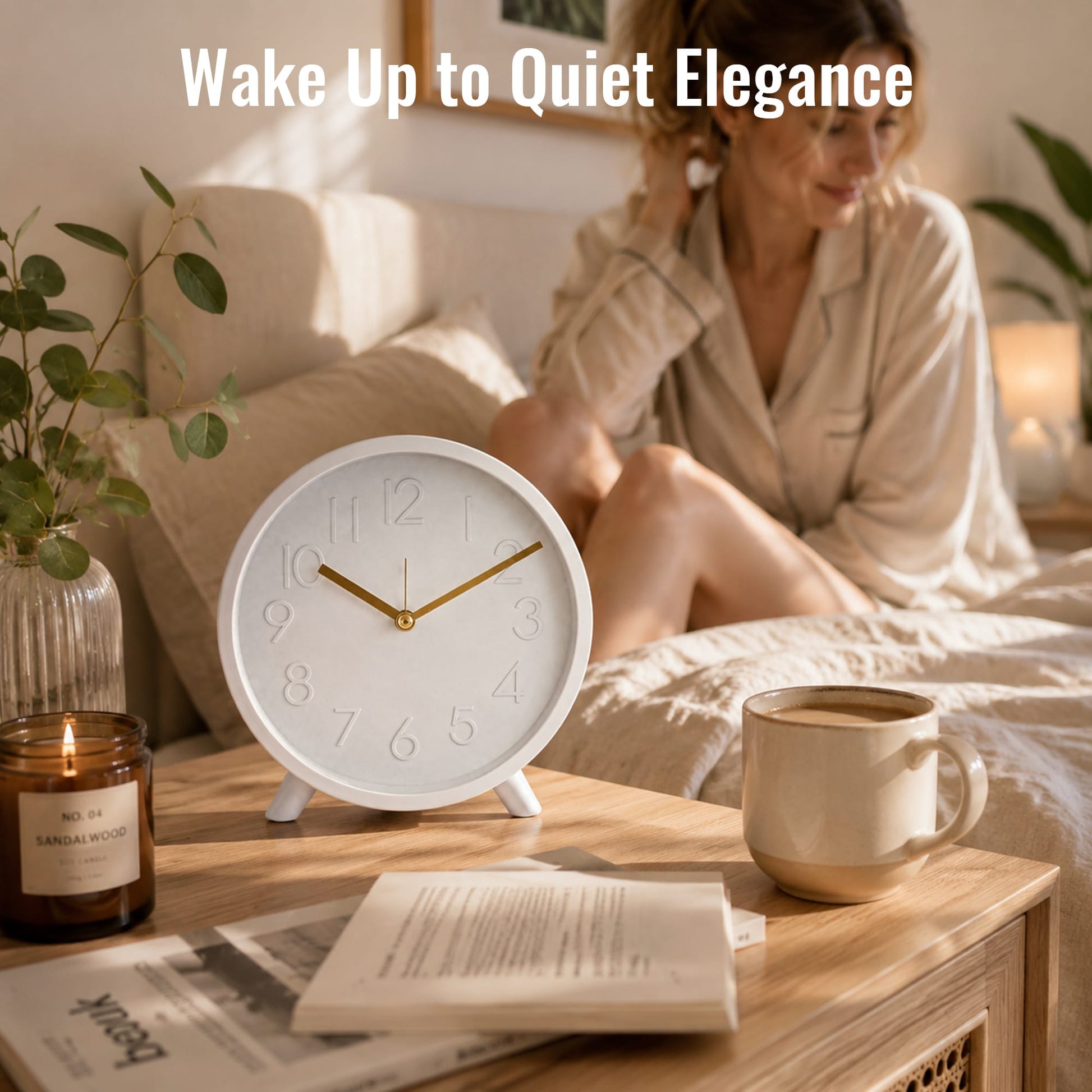 Living Today Clevinger White & Gold Tabletop Alarm Clock | 14.7cm