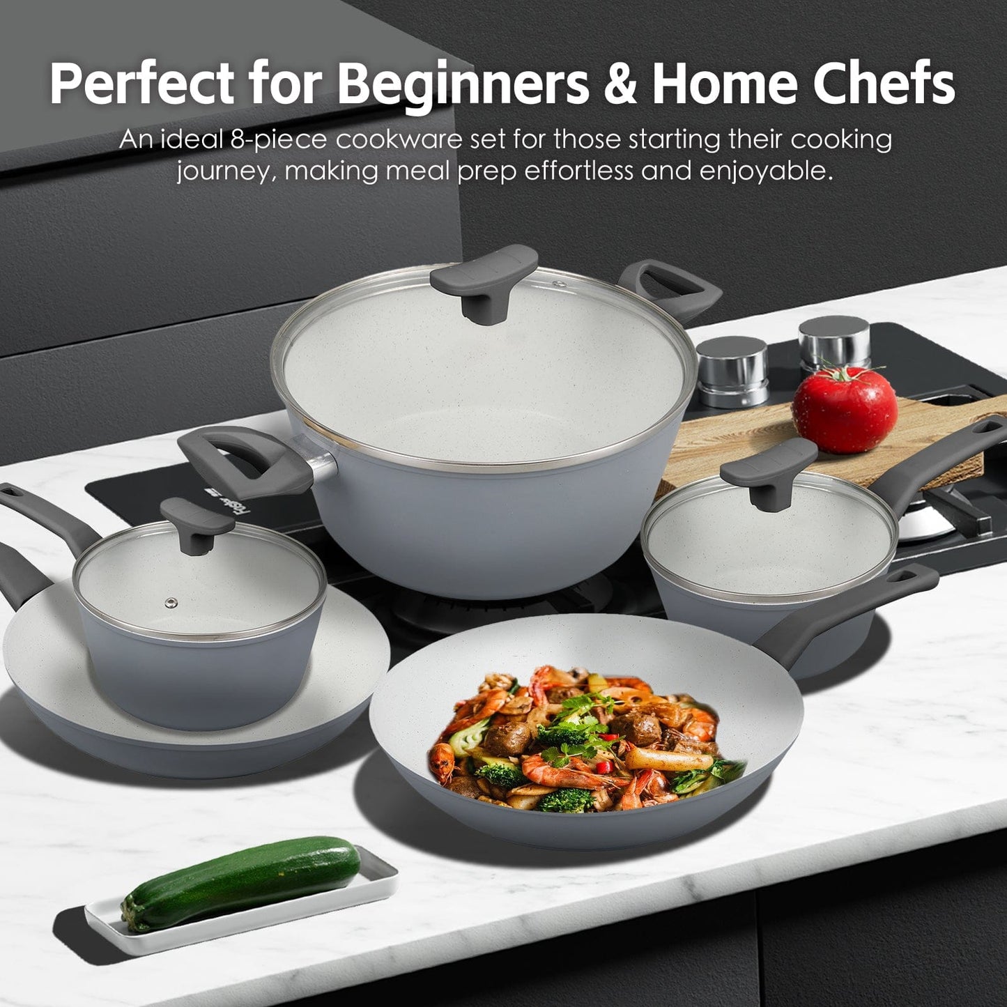 Clevinger 8 Pcs Clevinger Non-Stick Cookware Set