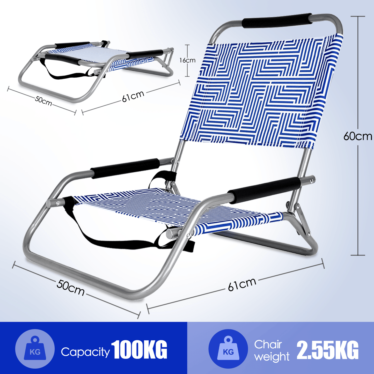 Lazy Dayz Beach 2pc Lazy Dayz Foldable Beach Chair - Makena