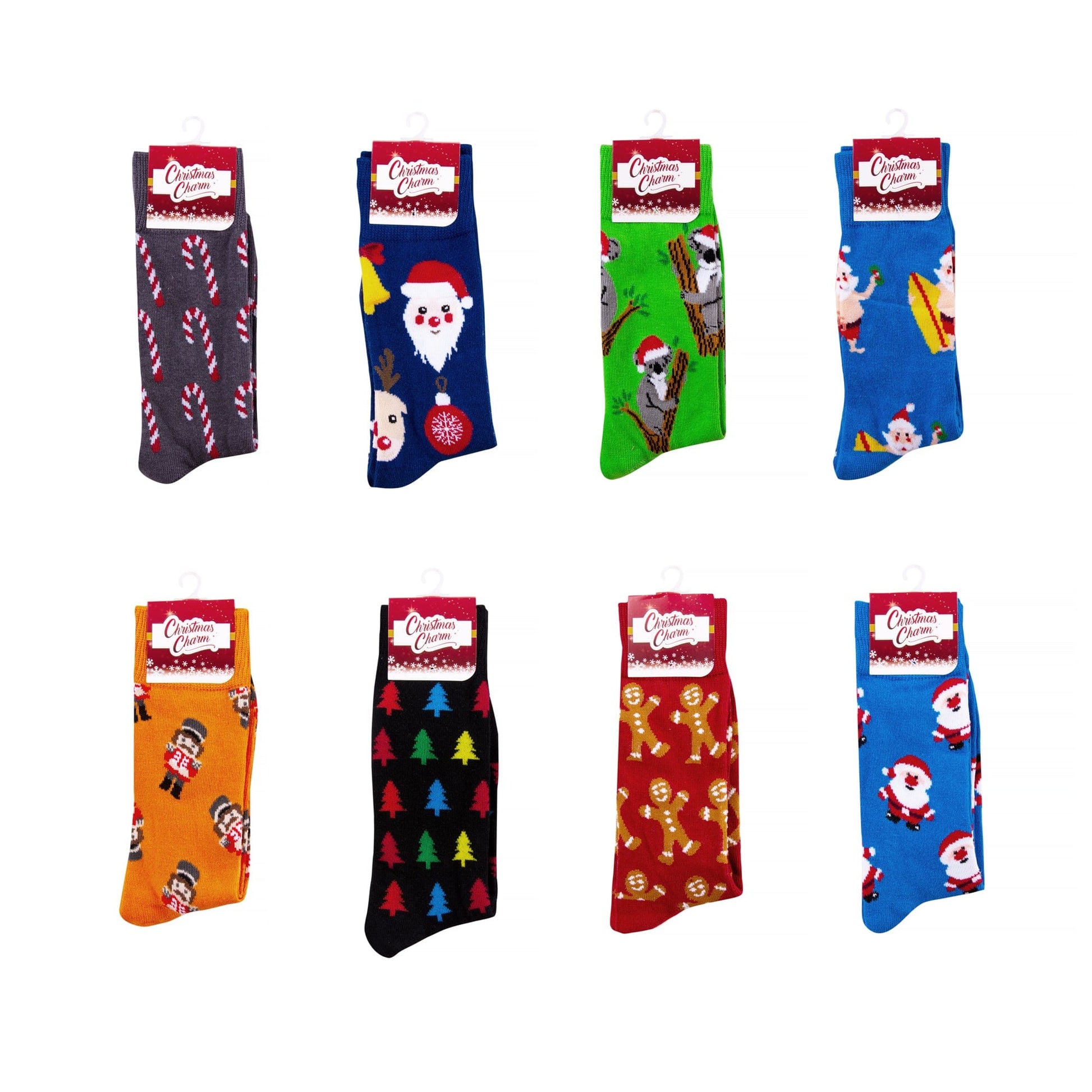 Sock Exchange Socks 8 Pairs Assorted Colors Christmas Fashion Novelty Funny Socks One Size 5-13 Men Socks Women Socks