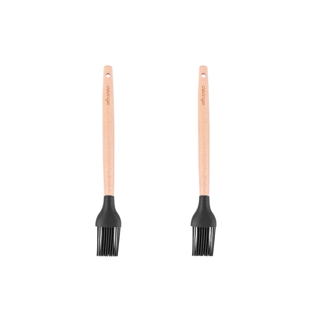 Clevinger cookware 2pcs Beechwood & silicone basting brush charcoal