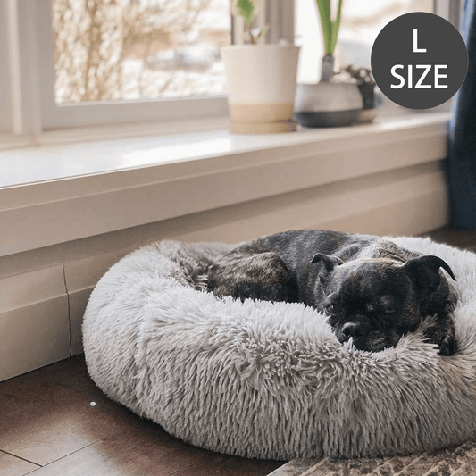 Living Today Plush Donut Faux Fur Calming Pet Nest - Grey - L