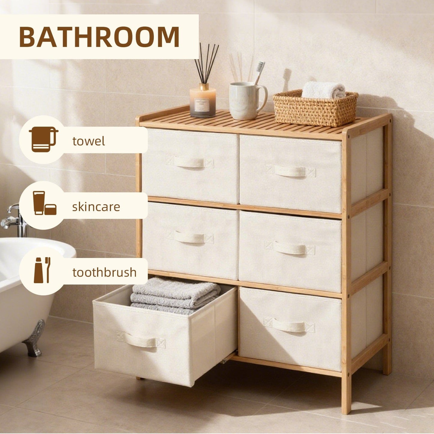 Clevinger 6 Drawer Bamboo Storage Chest