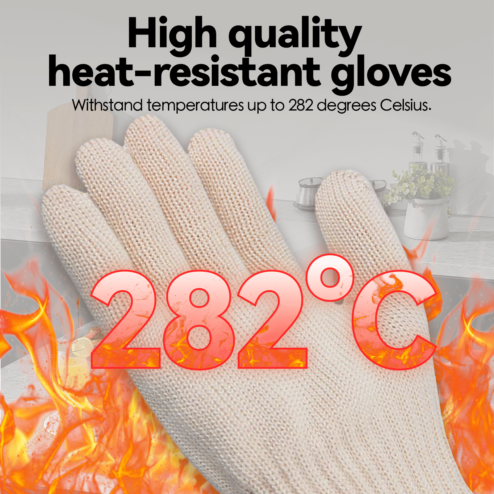 Living Today Kitchen 3 Pair 5 Finger Oven Mitt BBQ Grill Gloves