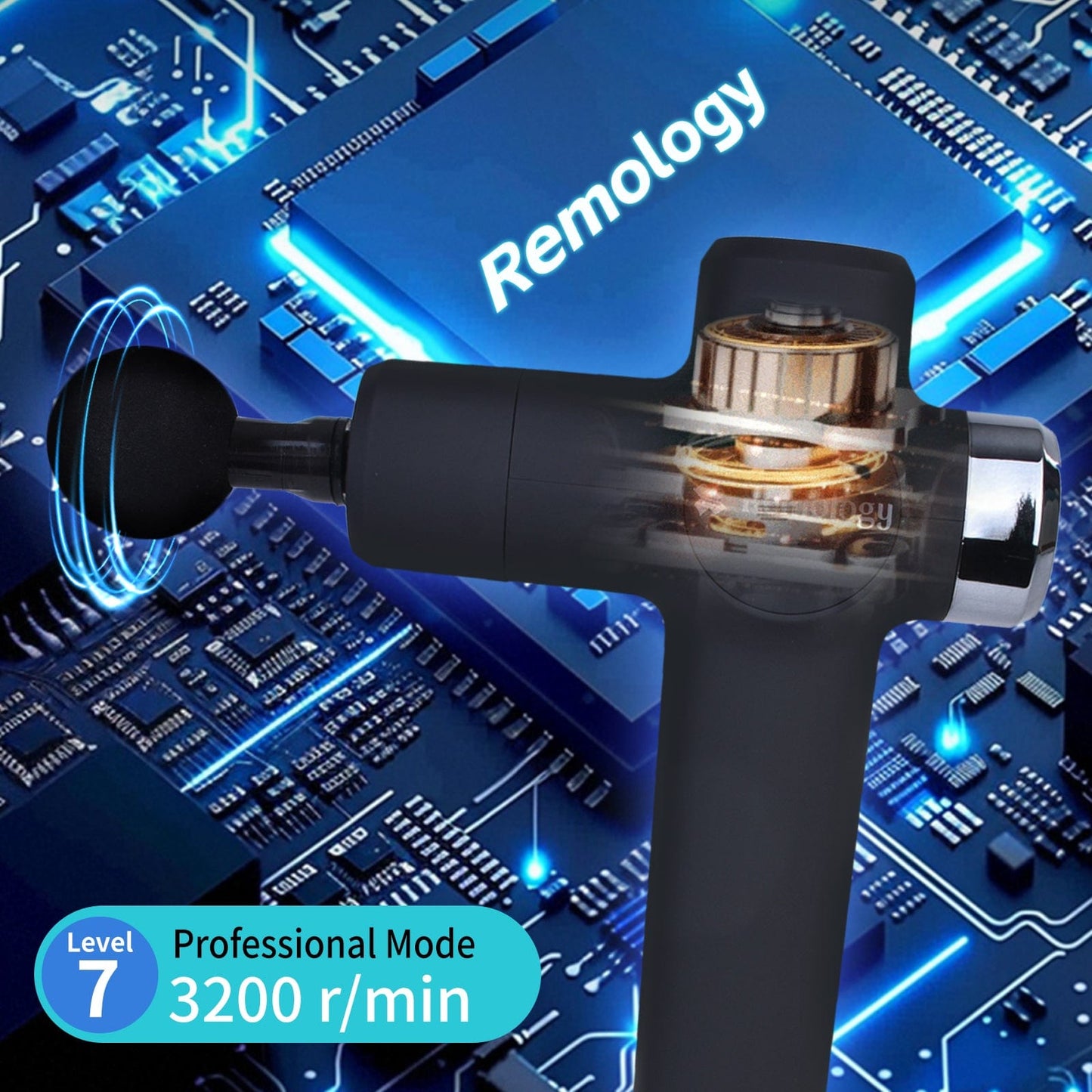 Remology personal care Remology Impact Therapy 7 Adaptive Speed USB-C Fascial Massage Gun with 4 Heads
