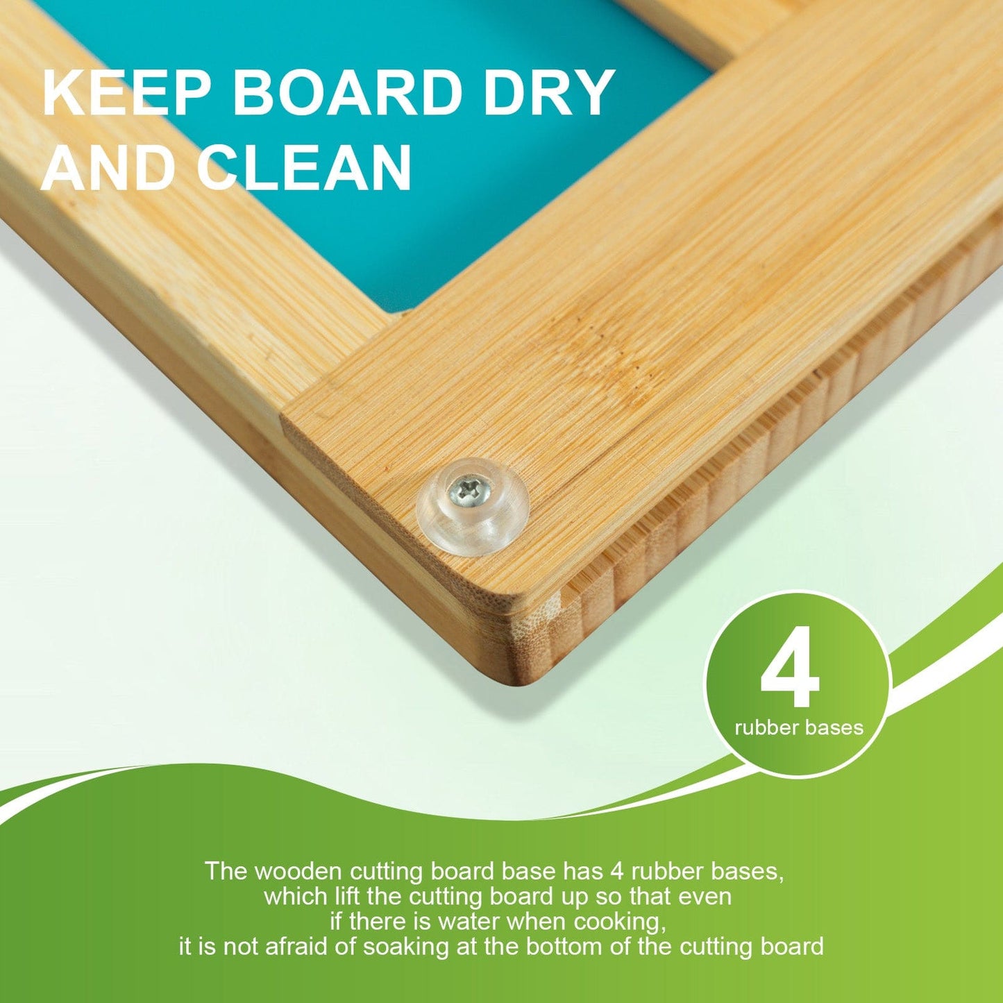 Living Today chopping board Bamboo Chopping Board with set of 5 Color-Coded Flexible Cutting Mats