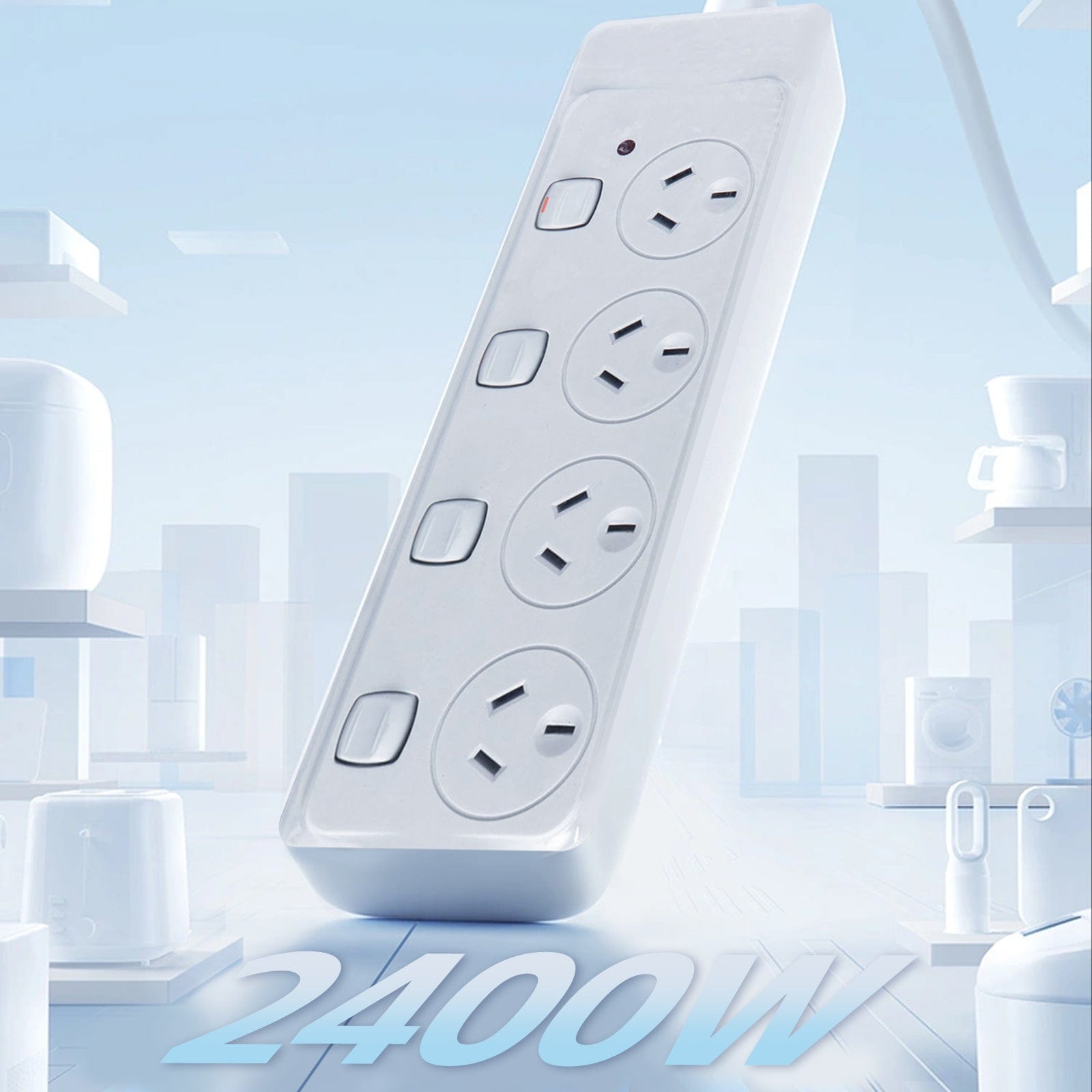 plugd Extension Cords 4 Outlet Power Board With 【Surge Protectionã€?with Individual Switches 1M Lead Cable