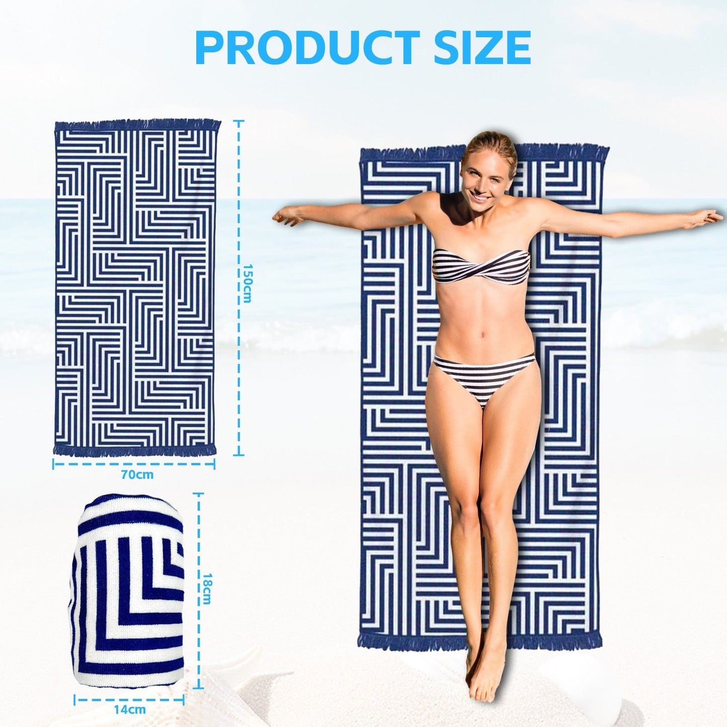 Lazy Dayz towel Rectangular Quick Dry Beach Towel with Tassel - Yellow