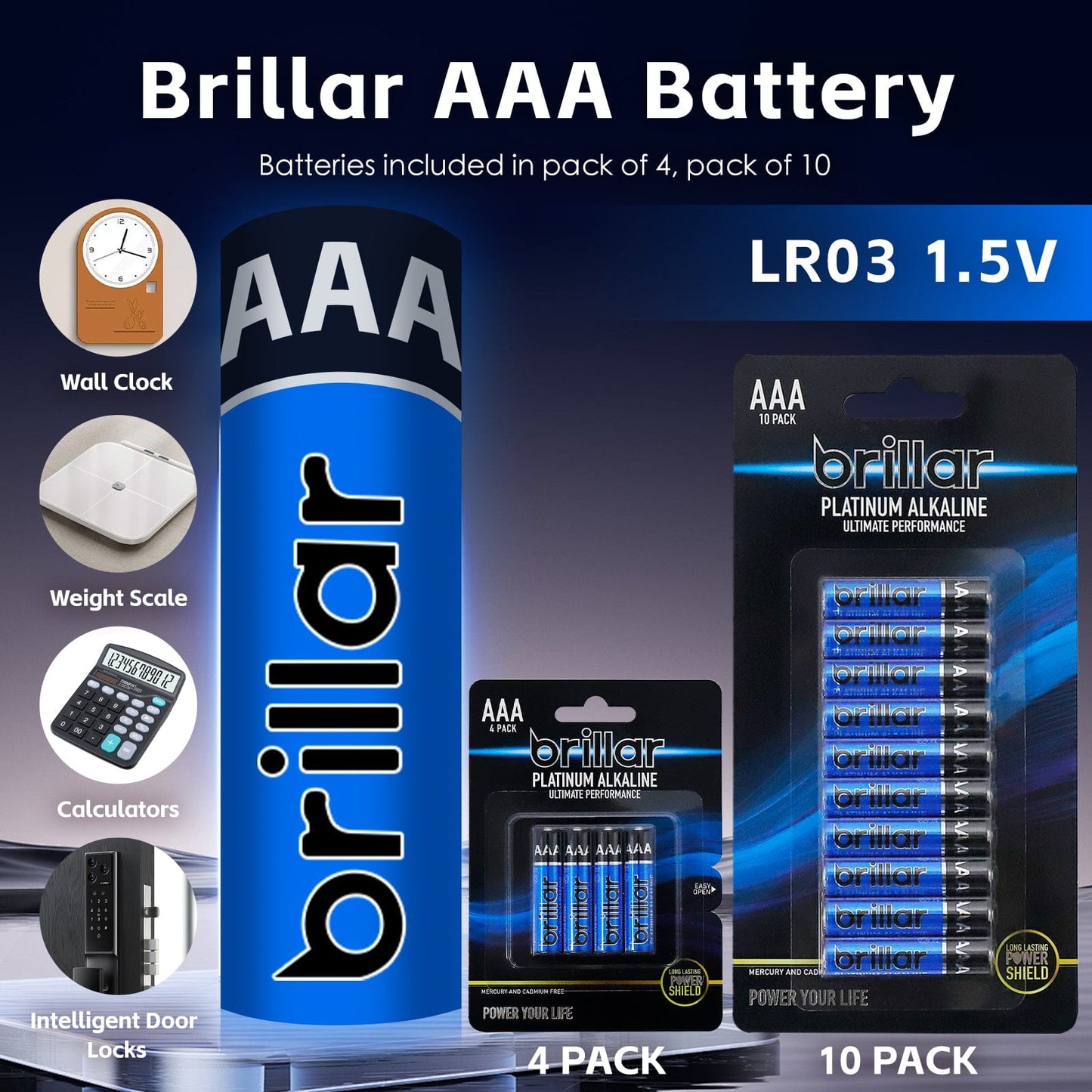 Brillar General Purpose Batteries 20 Pcs Brillar AAA Platinum Alkaline Batteries