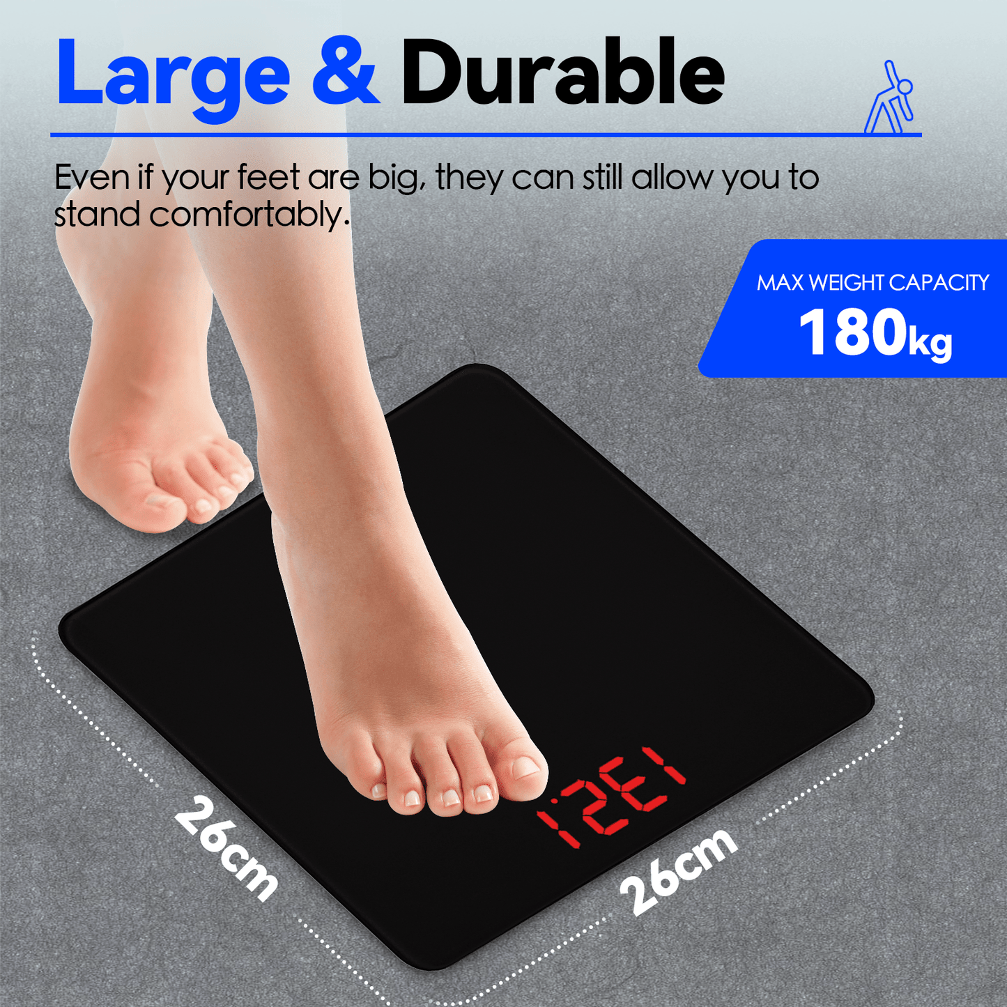 Clevinger weight scale Clevinger Digital Glass Bathroom Scale Max Capacity 180KG