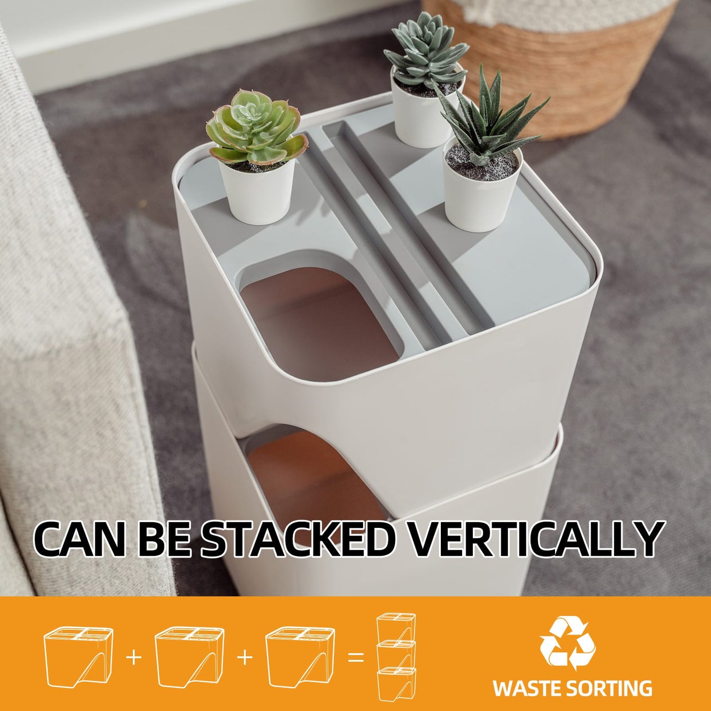 Living Today kitchenware 18L Stackable Plastic Kitchen Trash Bin Household Classification Storage Box