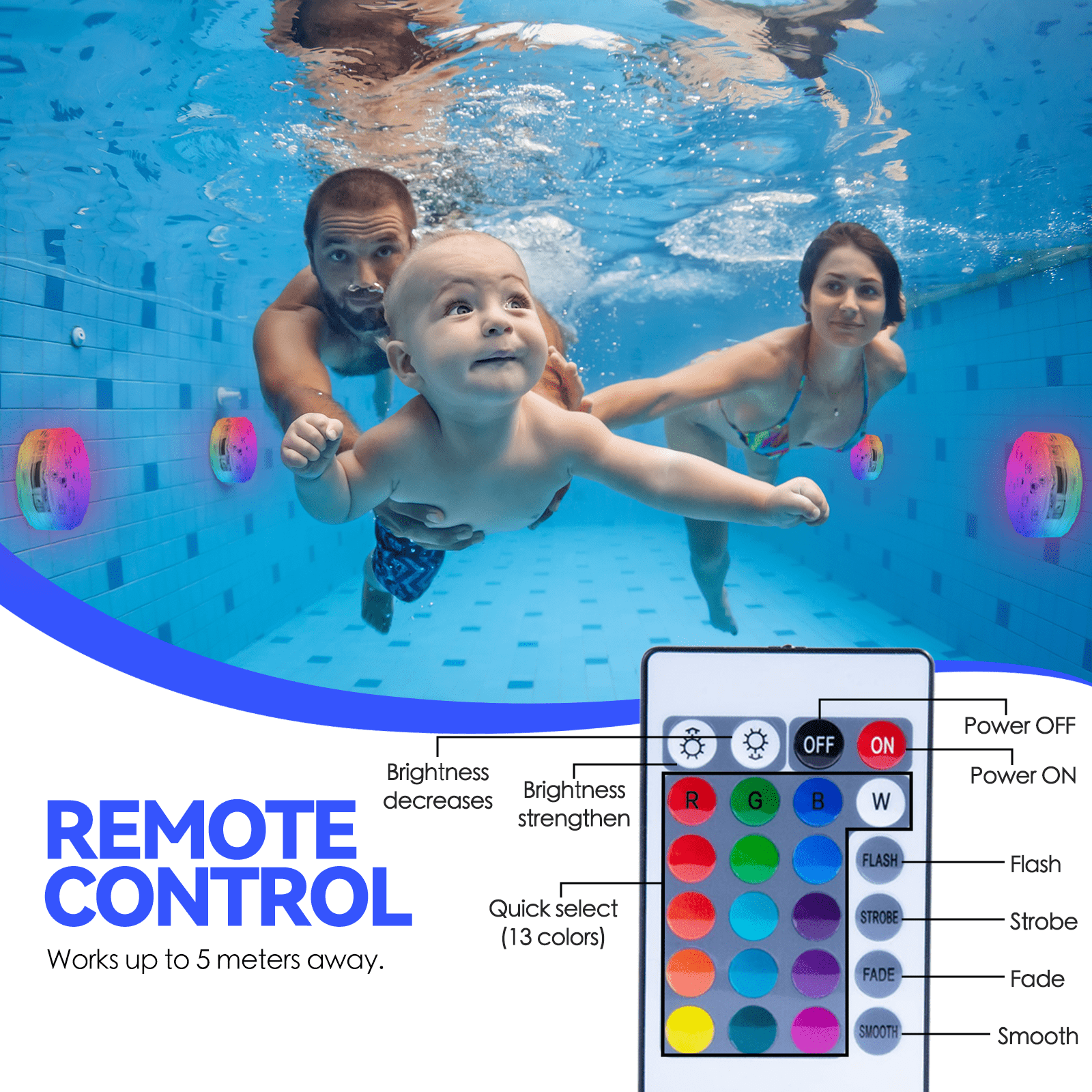 Lazy Dayz Beach and Summer Lazy Dayz 13 Colors LED Remote Pool Light 4 Pack