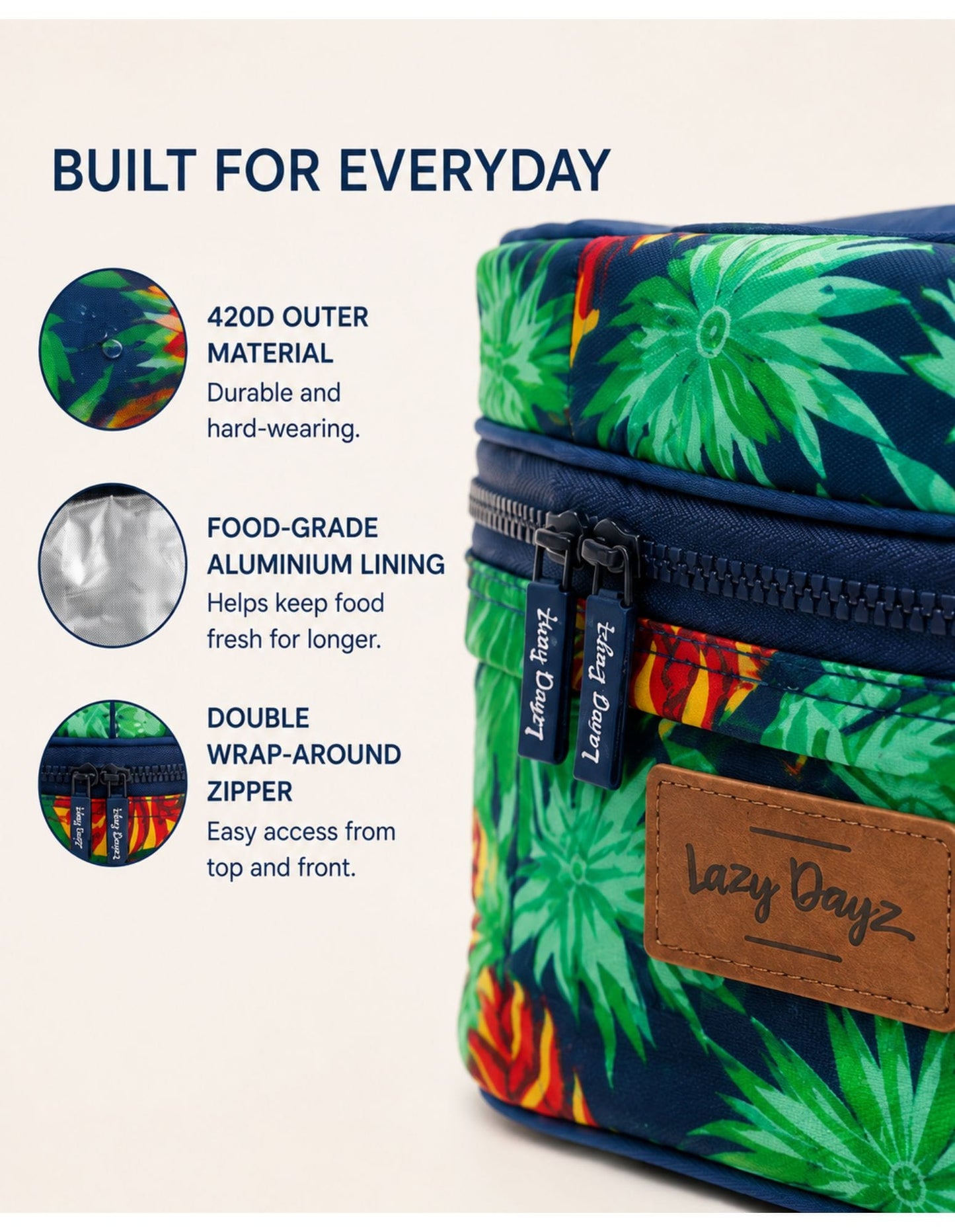 Lazy Dayz Picnic Lazy Dayz Insulated Deluxe Lunch Cooler - Mossman