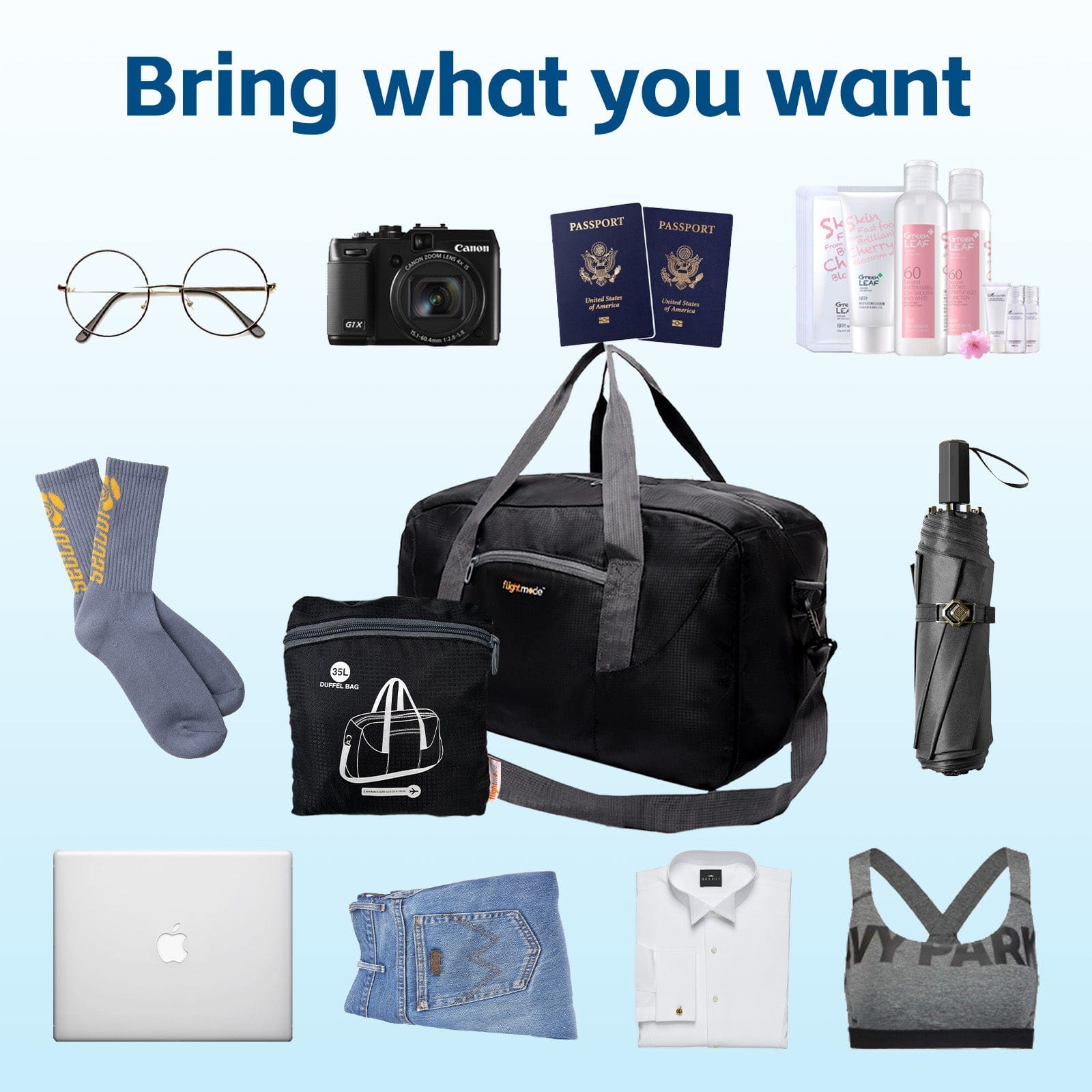 Flightmode 35L Foldable Lightweight Duffel Travel Bag