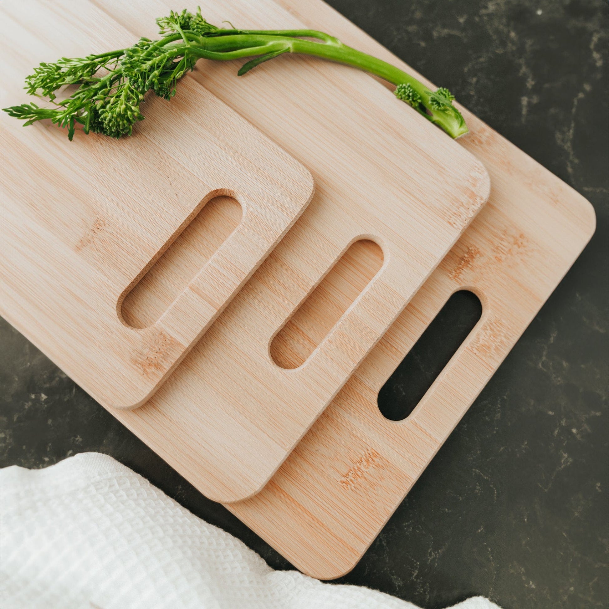 Living Today Kitchen 3 Pack Bamboo Cheese Cutting & Serving Chopping Board Set