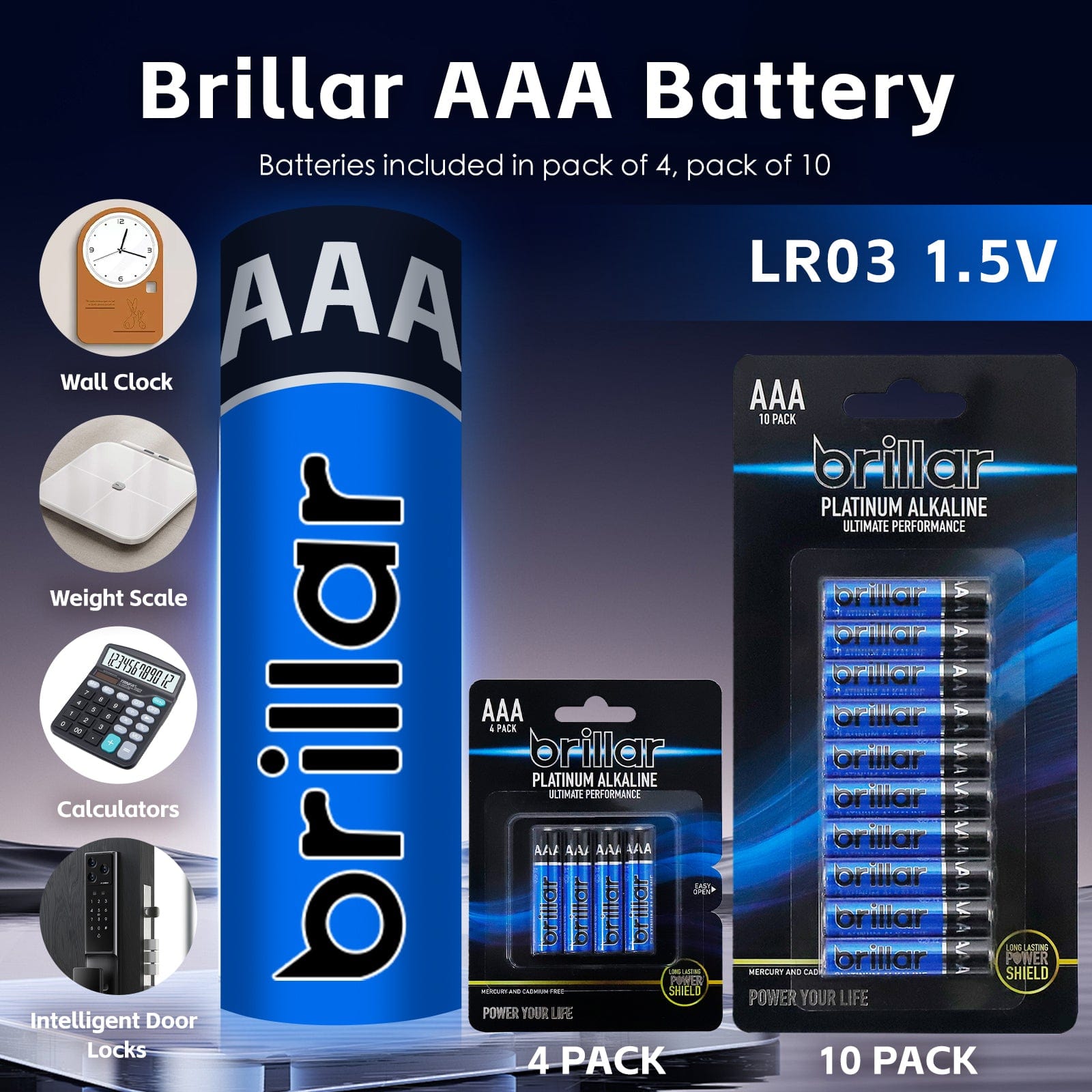 Brillar General Purpose Batteries 24 Pcs of AAA Platinum Alkaline Batteries
