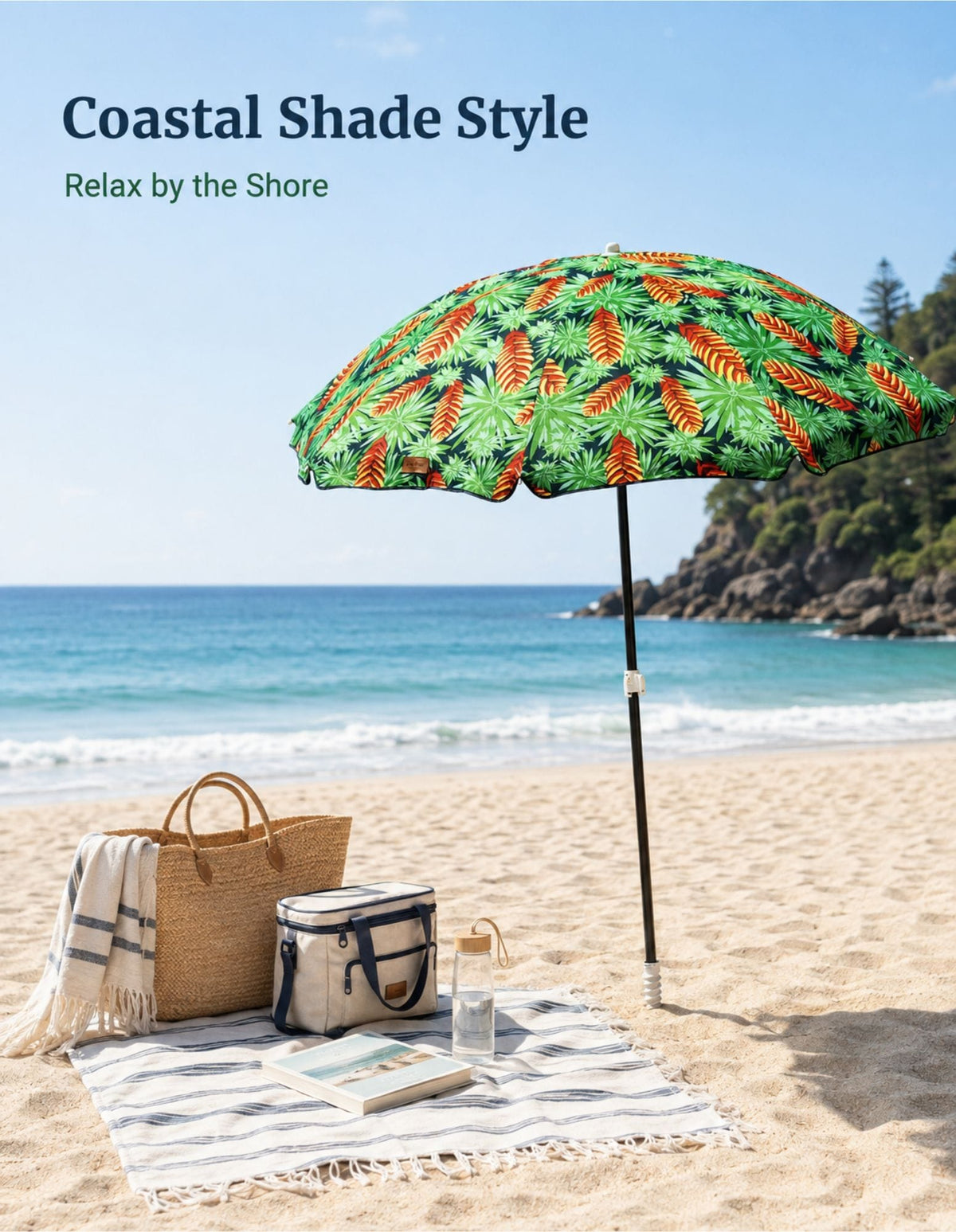 Lazy Dayz Beach Accessories Lazy Dayz 1.8m Tiltable Beach Umbrella with Carry Bag - Mossman
