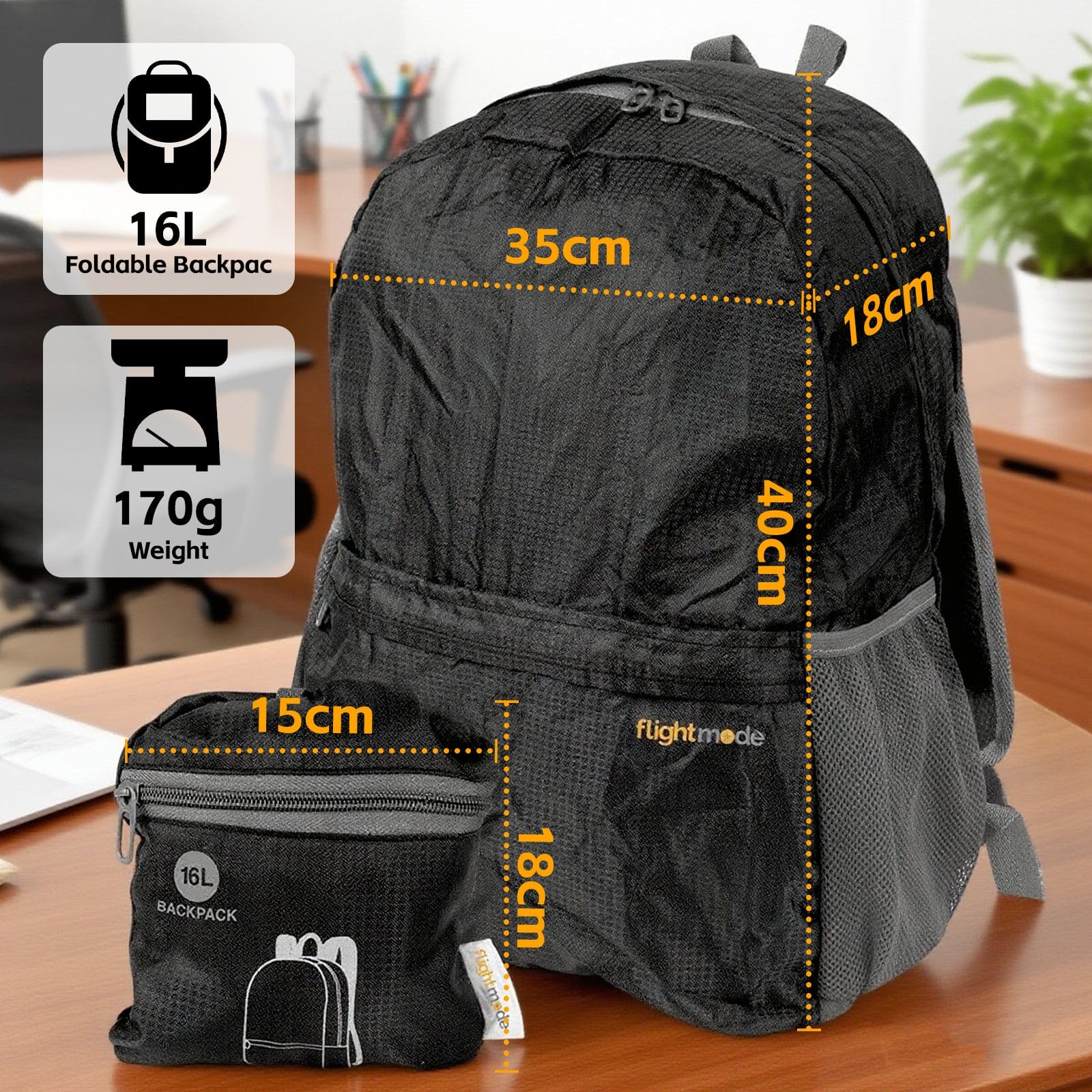 Flightmode 16L Travel Foldable Lightweight Backpack/Daypack