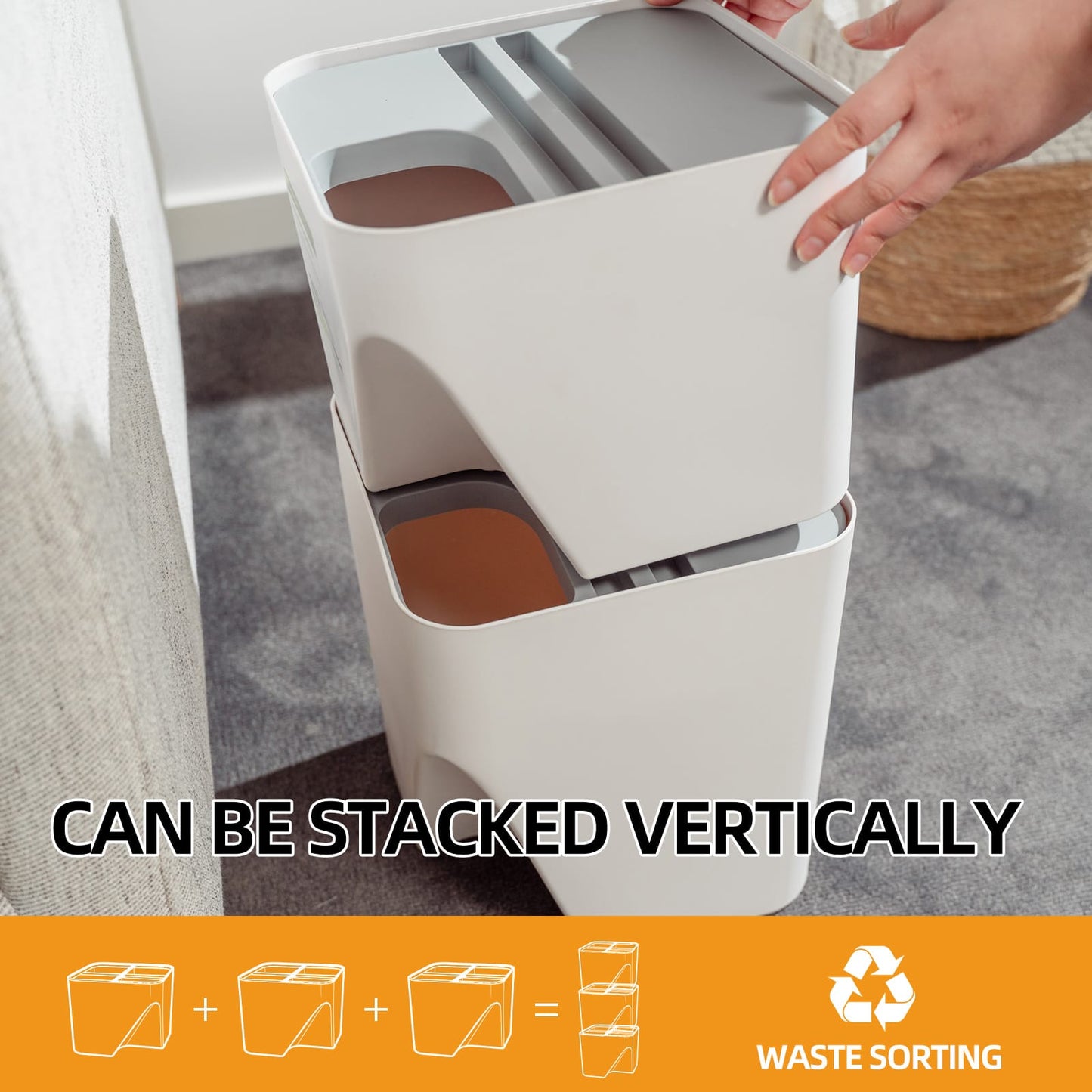 Living Today kitchenware 12L Stackable Plastic Kitchen Trash Bin Household Classification Storage Box