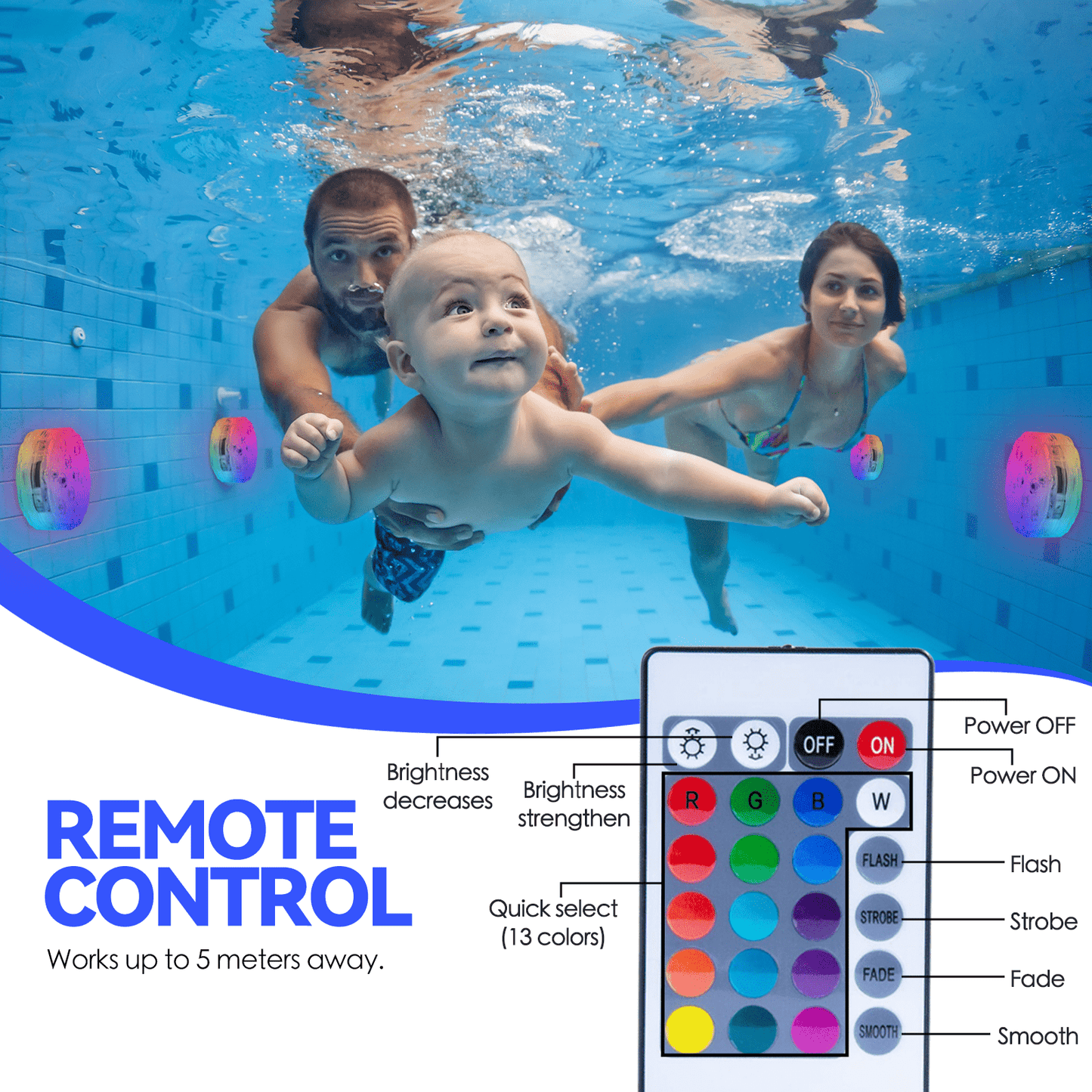 Lazy Dayz Beach and Summer Lazy Dayz 13 Colors LED Remote Pool Light 6 Pack