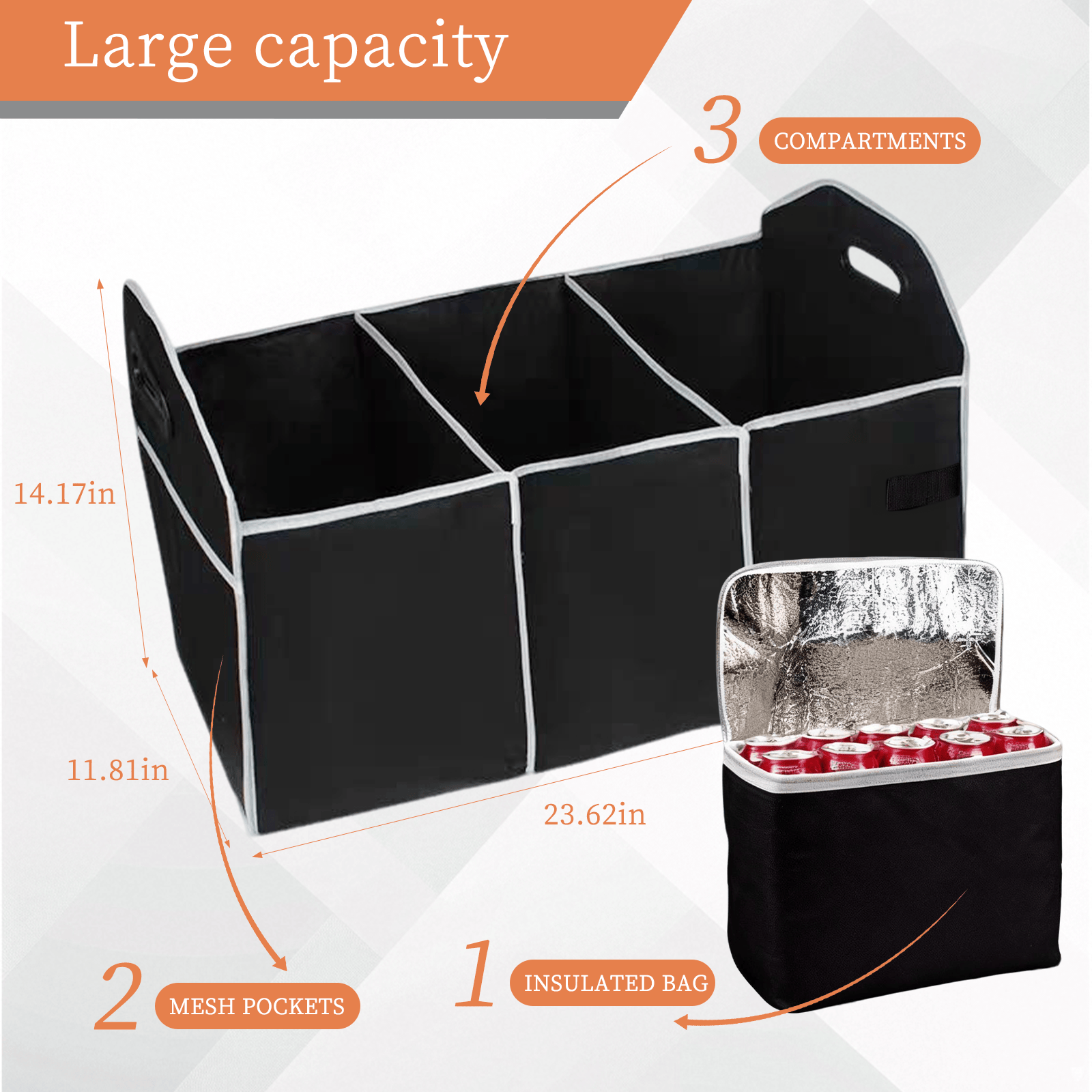 Living Today Gifts and Novelties Collapsible Car Trunk Organiser with Cooler Bag