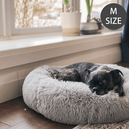 Living Today Plush Donut Faux Fur Calming Pet Nest - Grey - M