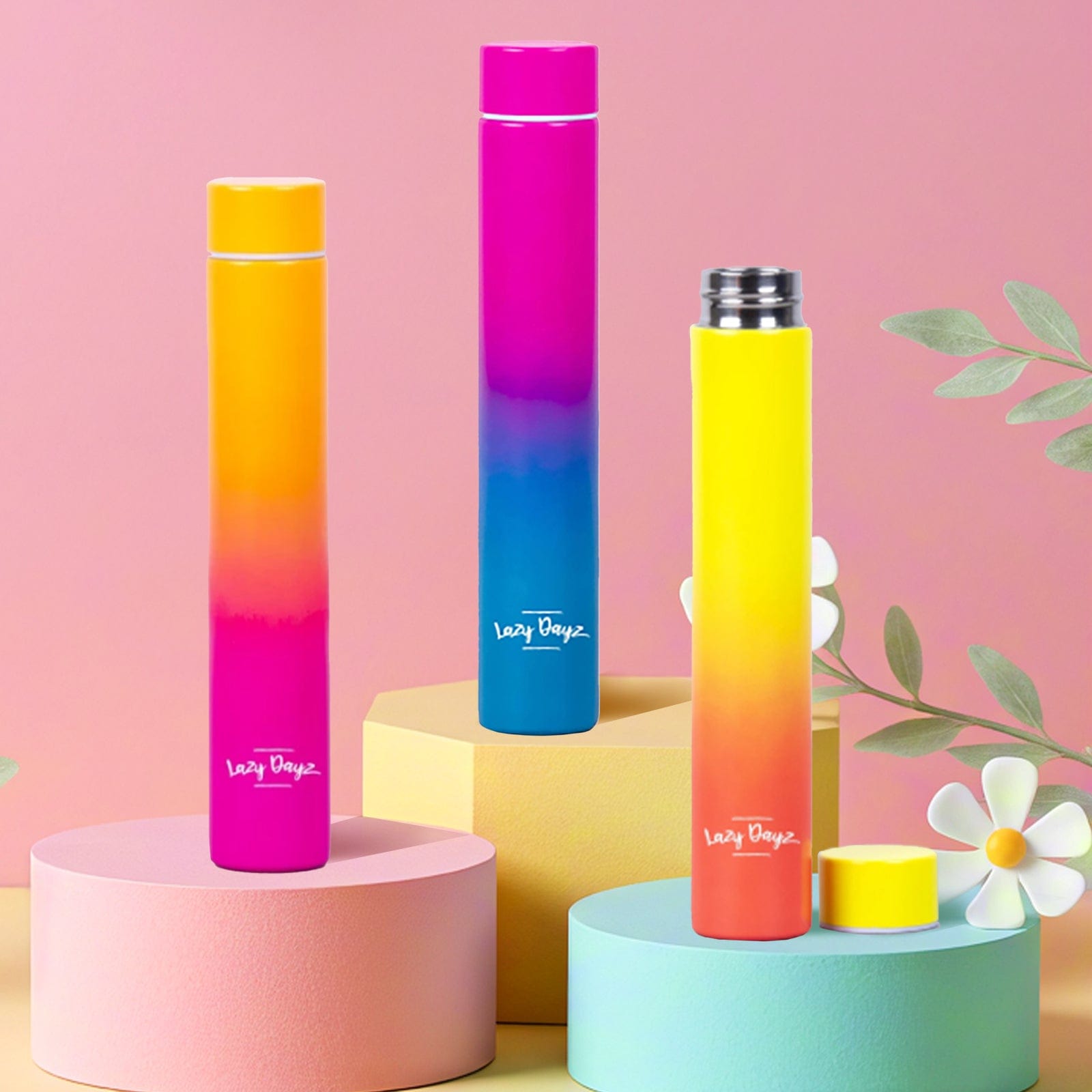 Lazy Dayz Hydration Lazy Dayz 300ml Slimline Insulated Drink Bottle - Pink Blue Ombre