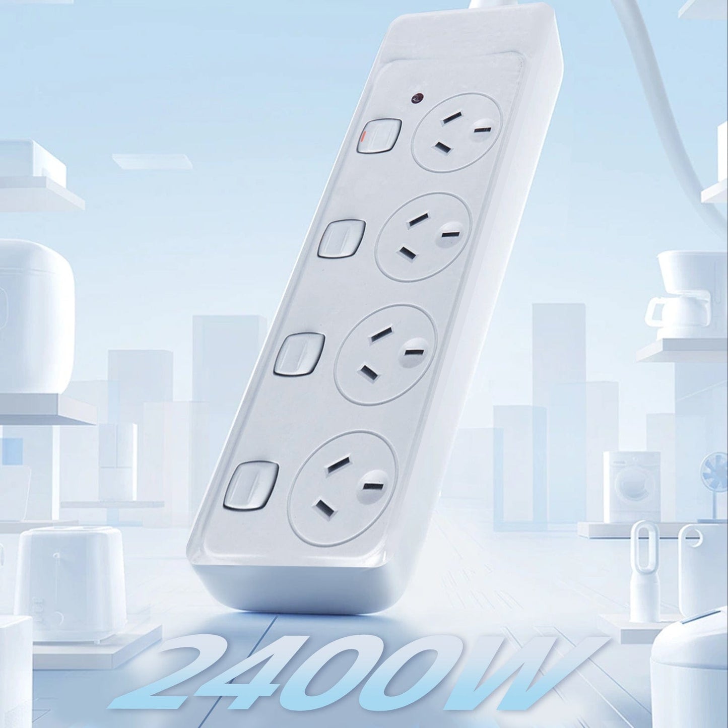 plugd Extension Cords 4 Outlet Power Board With 【Surge Protectionã€?with Individual Switches 1M Lead Cable