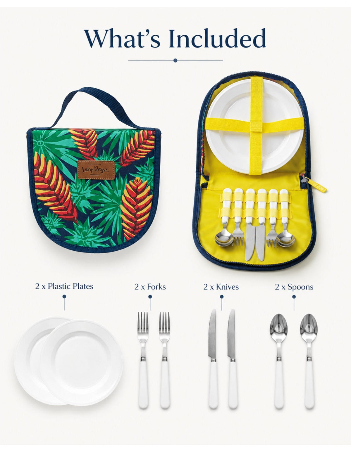 Lazy Dayz Beach and Summer Lazy Dayz Picnic Cutlery Wallet Set - Mossman