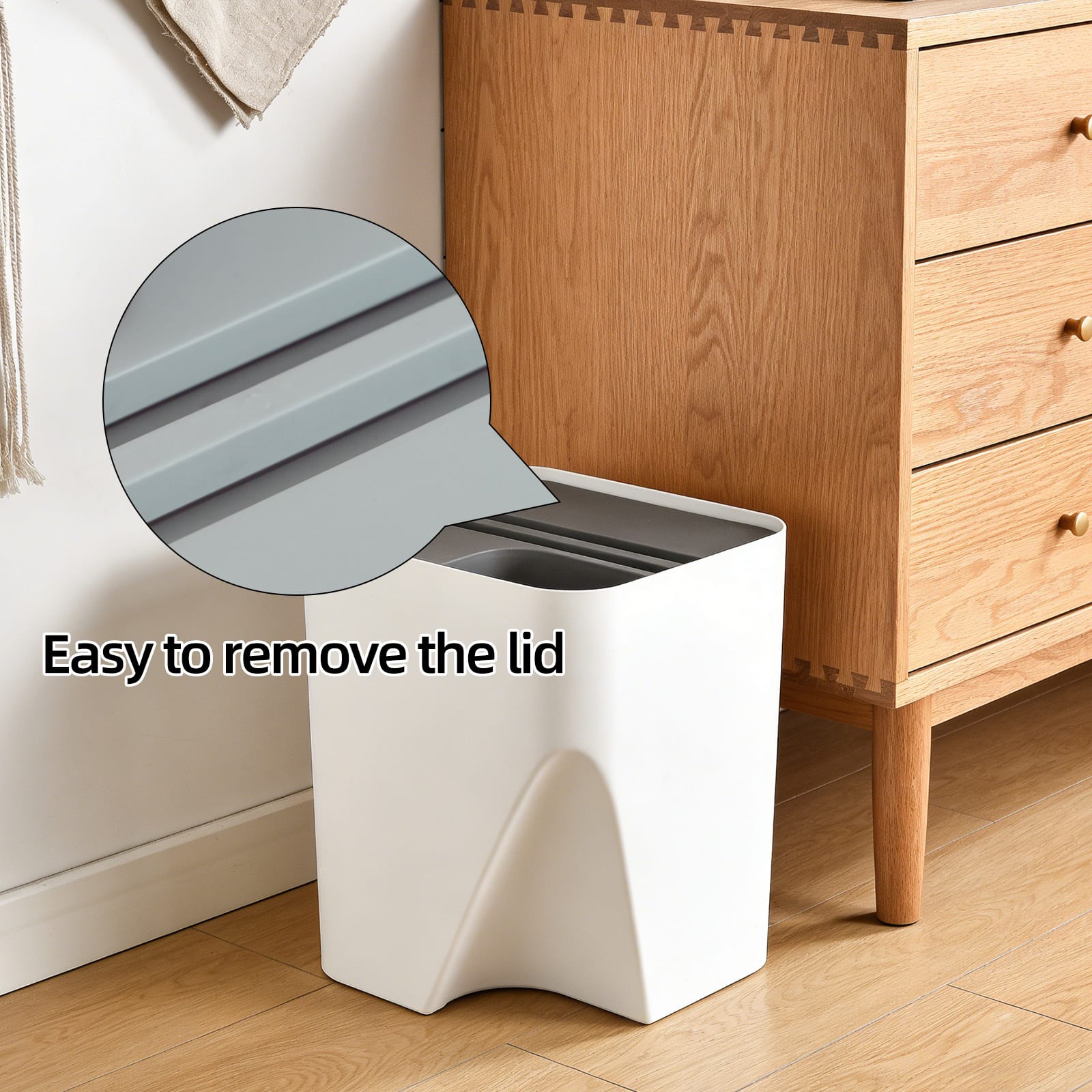 Living Today kitchenware 2 Pcs 12L+18L Stackable Plastic Kitchen Trash Bin Household Classification Storage Box