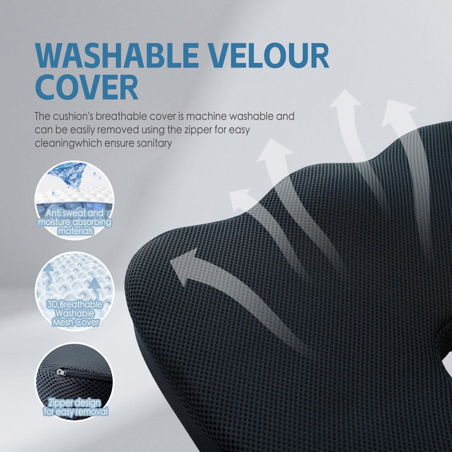 Living Today Pillows 2 Pcs Memory Foam Car Office Seat Cushion with Black Cover