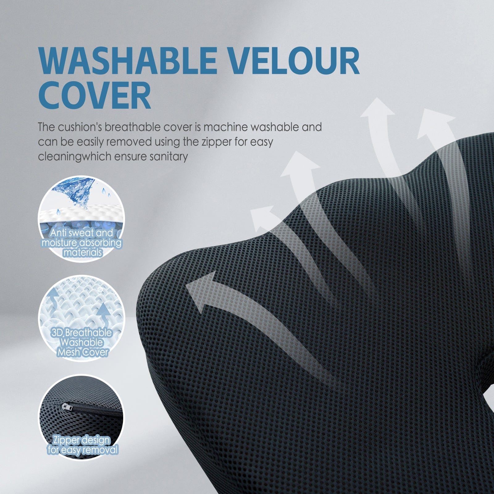 Living Today Pillows 2 Pcs Memory Foam Car Office Seat Cushion with Black Cover