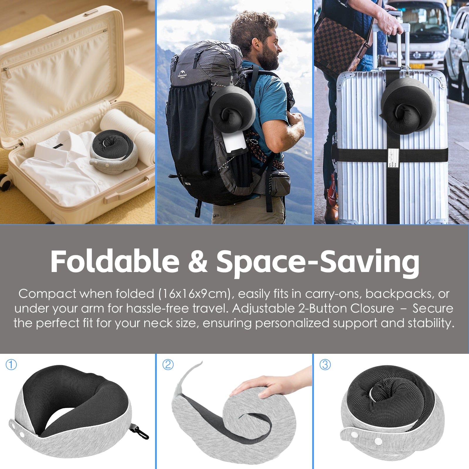 Flightmode Bags and Luggage Compact Luxury Memory Foam Travel Pillow