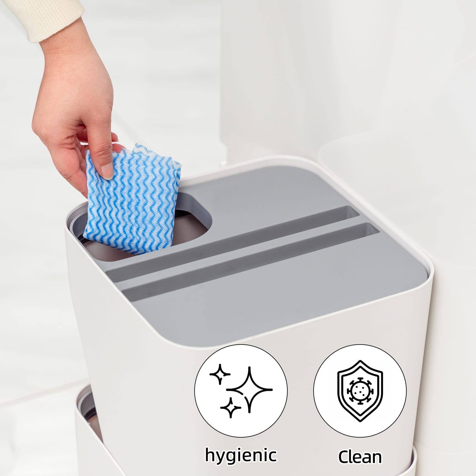 Living Today kitchenware 2 Pcs 12L+18L Stackable Plastic Kitchen Trash Bin Household Classification Storage Box