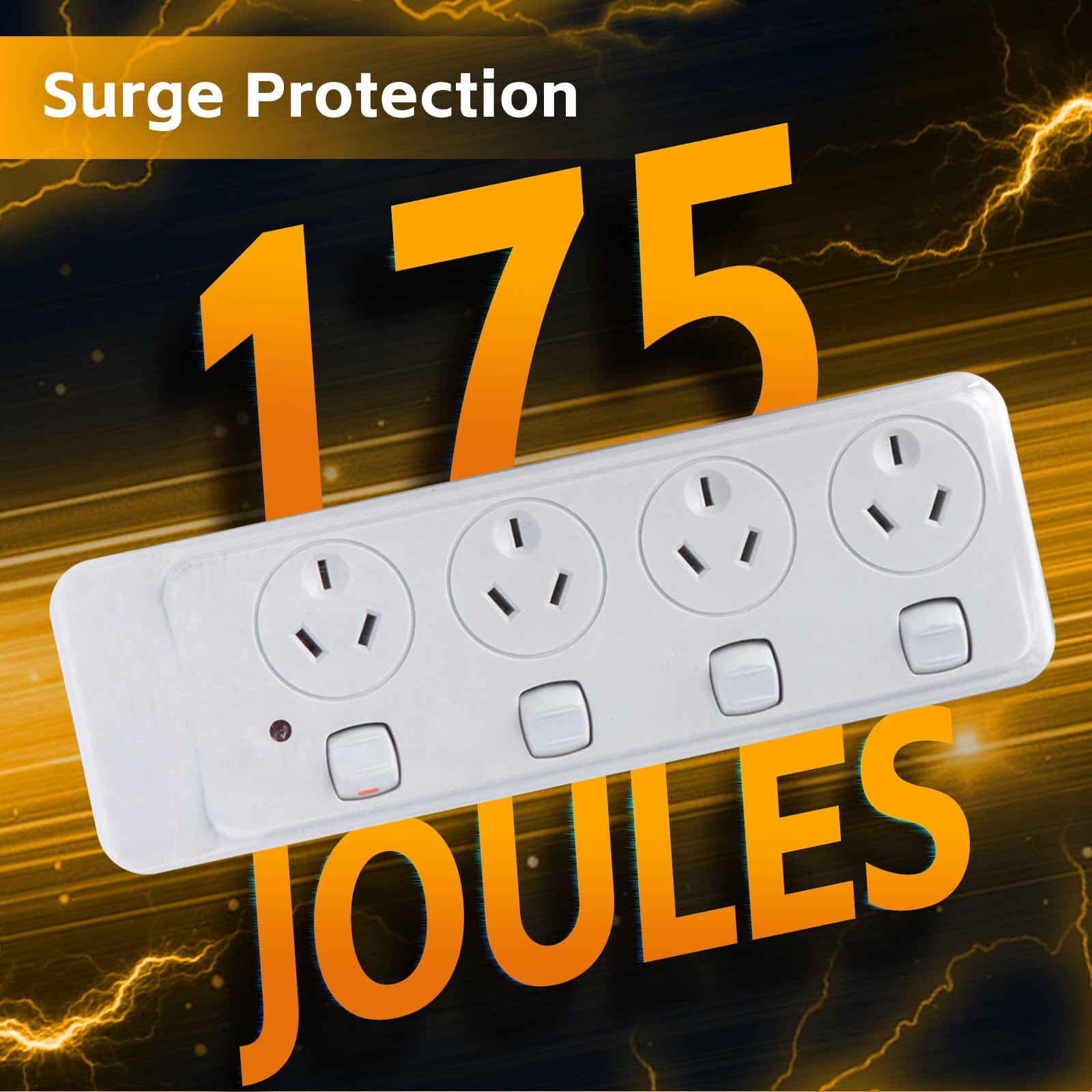 plugd Extension Cords 4 Outlet Power Board With 【Surge Protectionã€?with Individual Switches 1M Lead Cable
