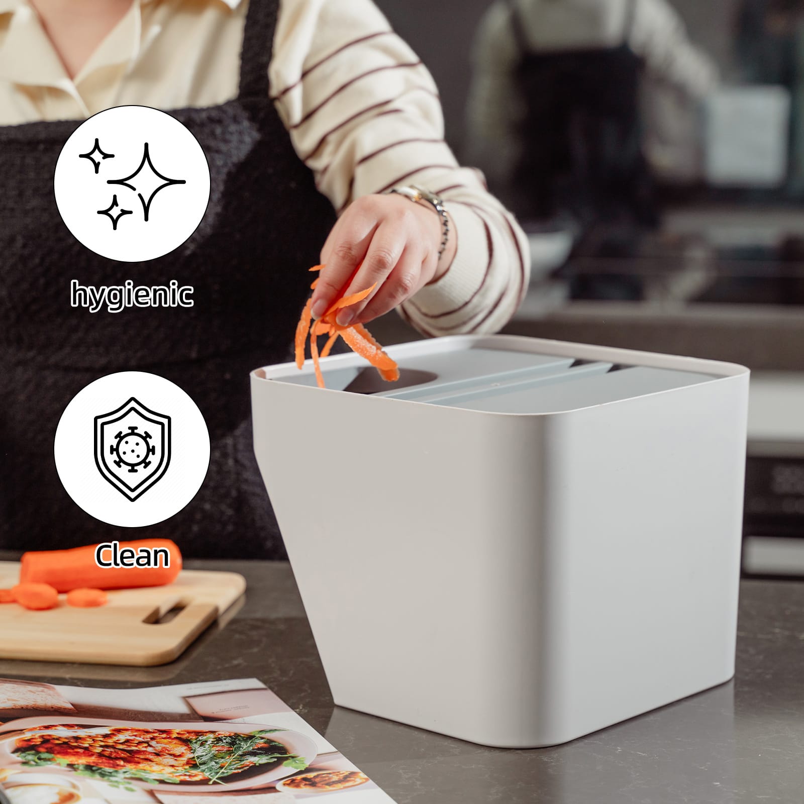 Living Today kitchenware 12L Stackable Plastic Kitchen Trash Bin Household Classification Storage Box
