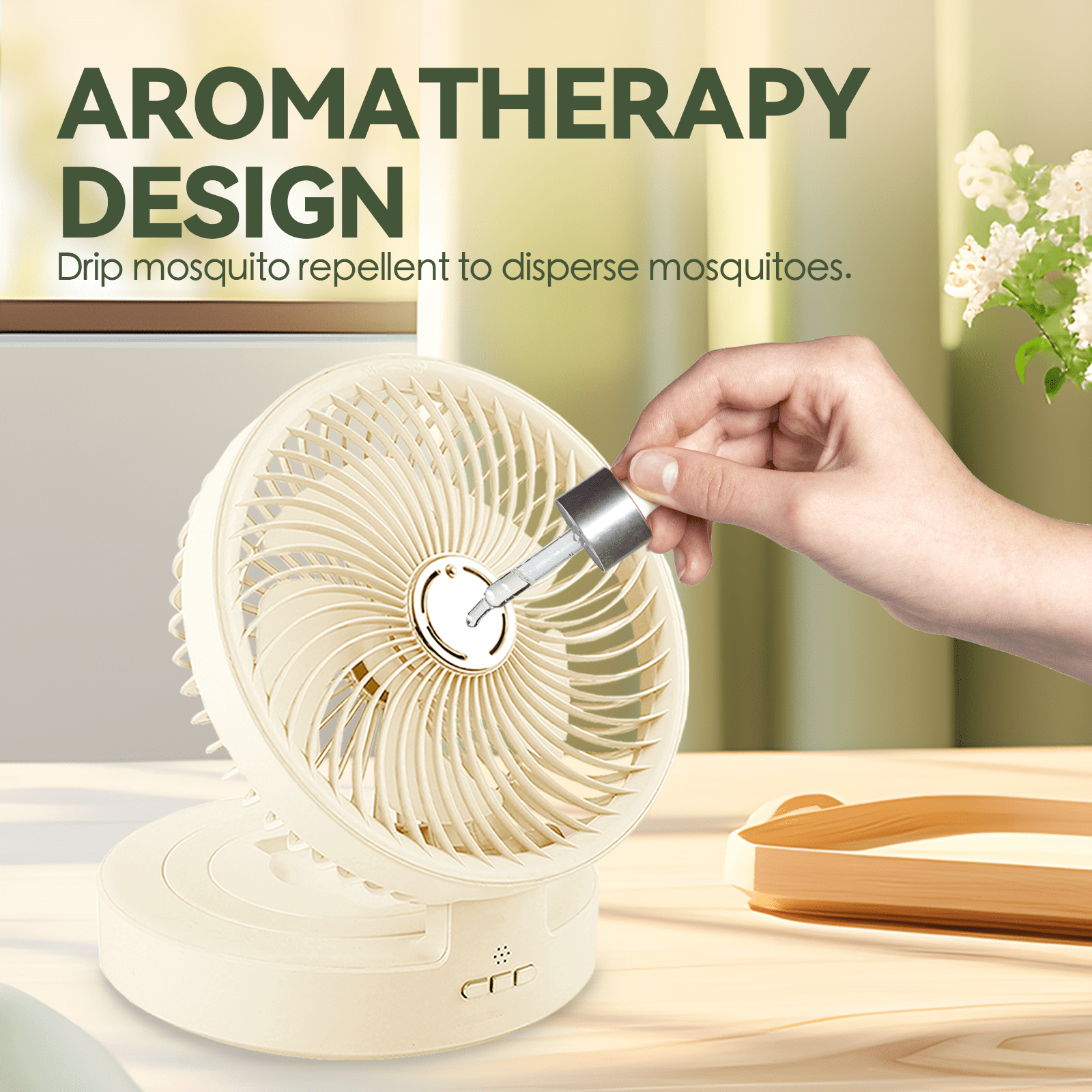 Living Today Fans USB Rechargeable Auto Oscillation Tilt Adjustable Cordless Fan with Remote Control and Night Light Wall Mountable