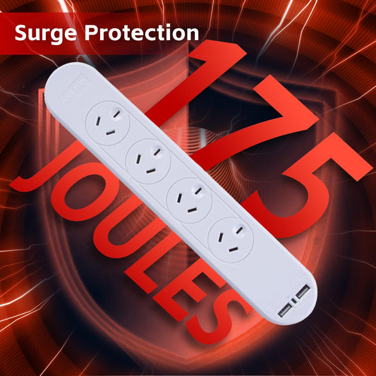 plugd Extension Cords 4 Outlet Powerboard With 【Surge Protectionã€?and Dual USB Charger