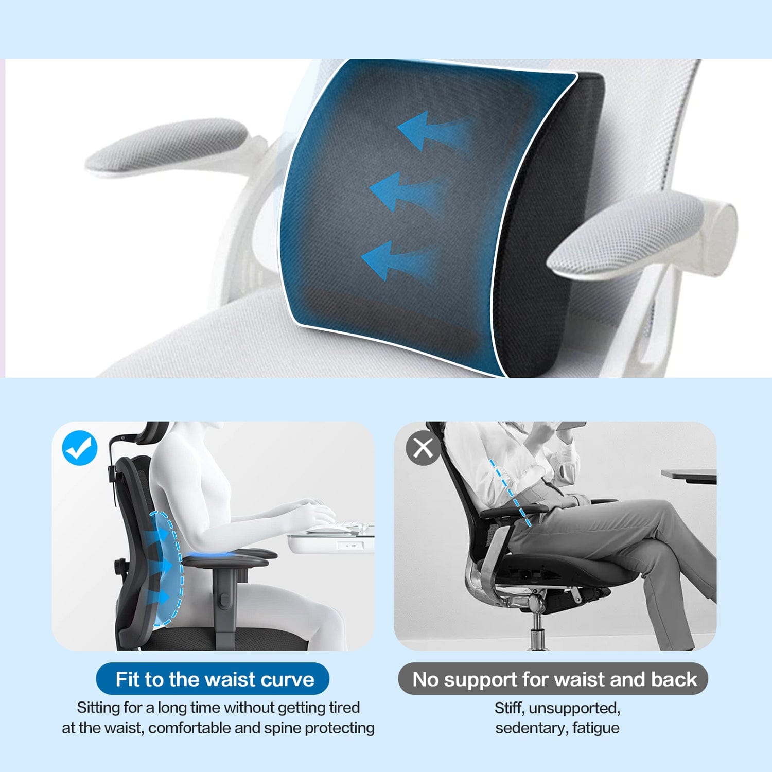 Mind Reader Lower Lumbar Support Office Chair Gaming Chair Lower