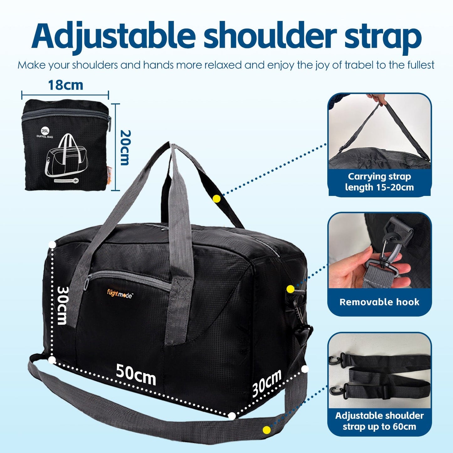 Flightmode 35L Foldable Lightweight Duffel Travel Bag