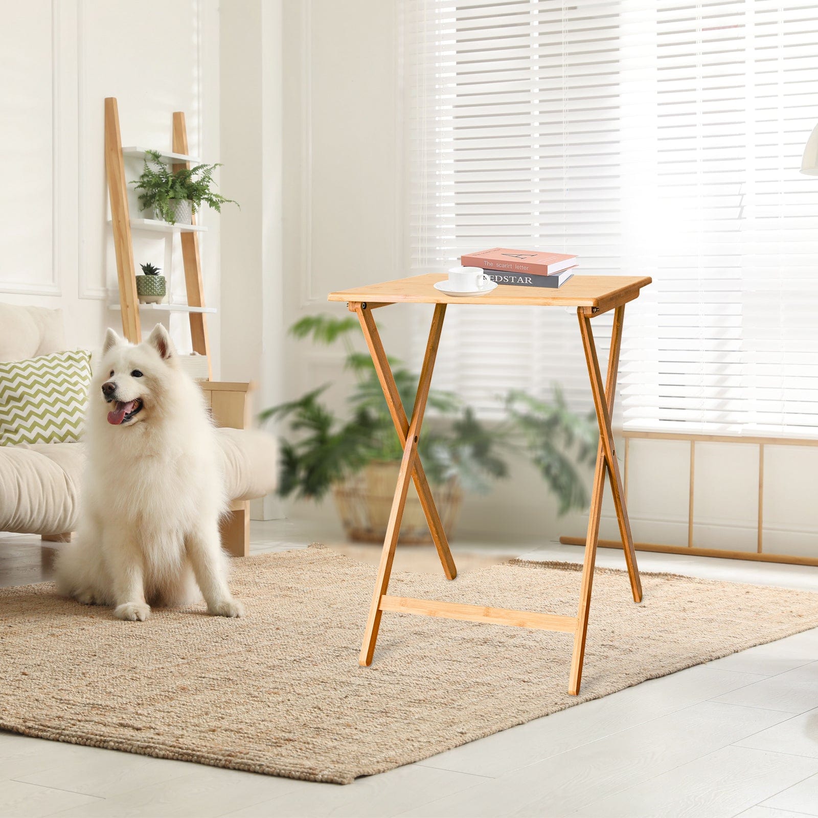 Living Today Furniture 2 Pcs Laptop Dinner Tables - Bamboo Folding Tray & Snack Table