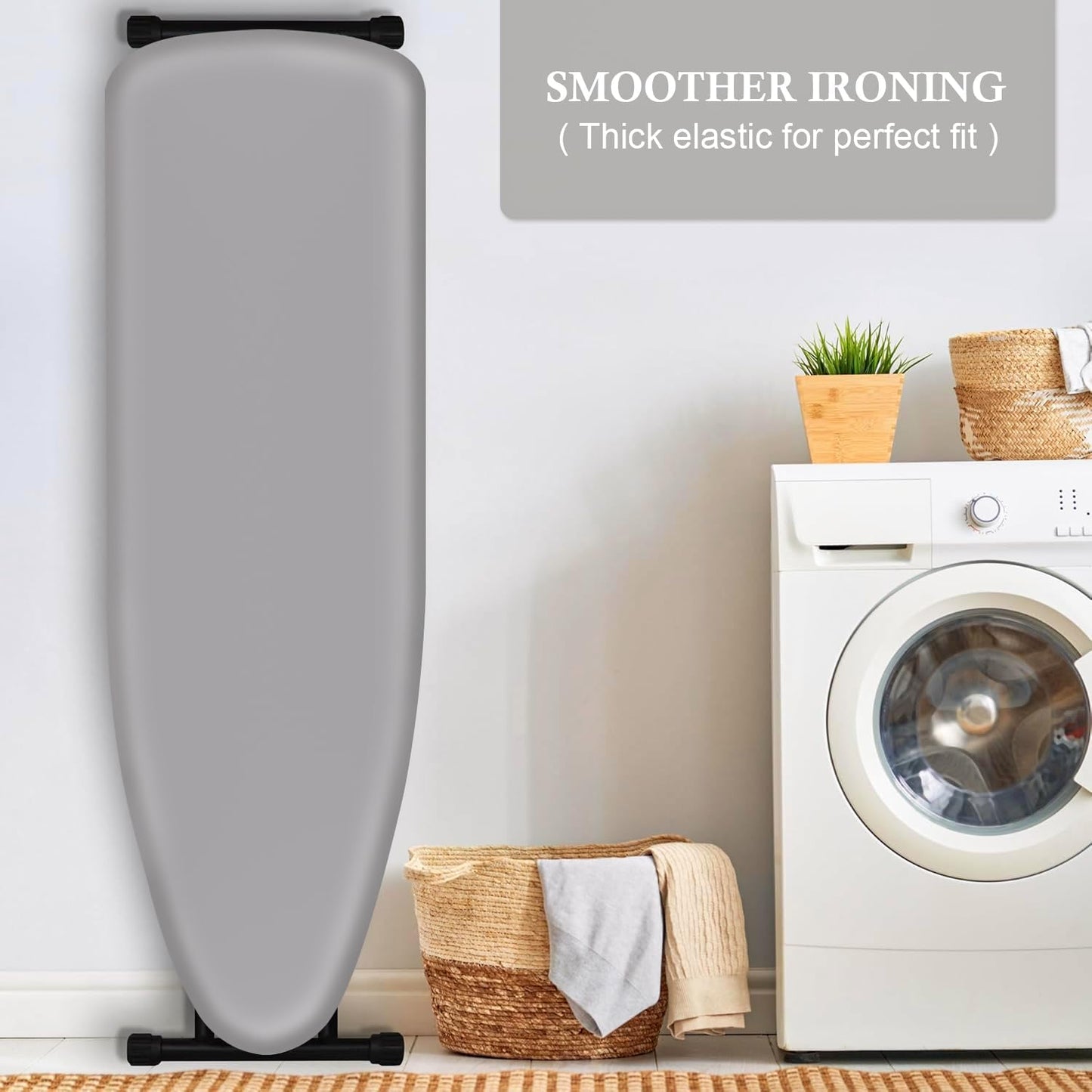 Clevinger Ironing Boards Clevinger Ultra Thick Heat Retaining Felt Ironing Iron Board Cover Easy Fitted - Cover only-Metallic Gray