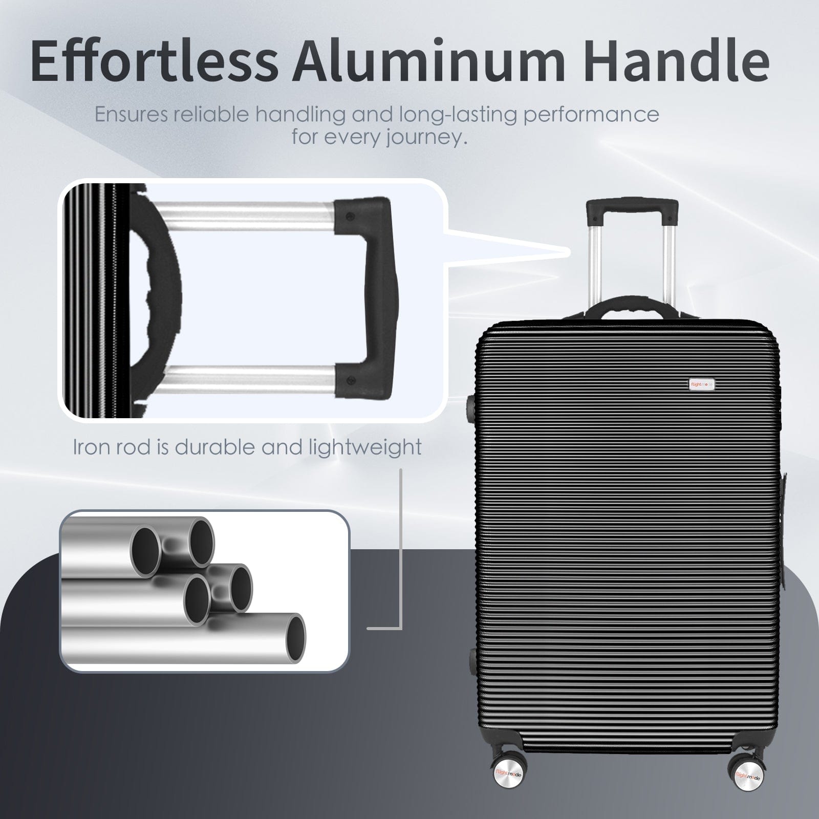 Flightmode 3 pcs 20"/24"/28" Digital Weighing Scale and USB Charging Port Lightweight Luggage Suitcase Black