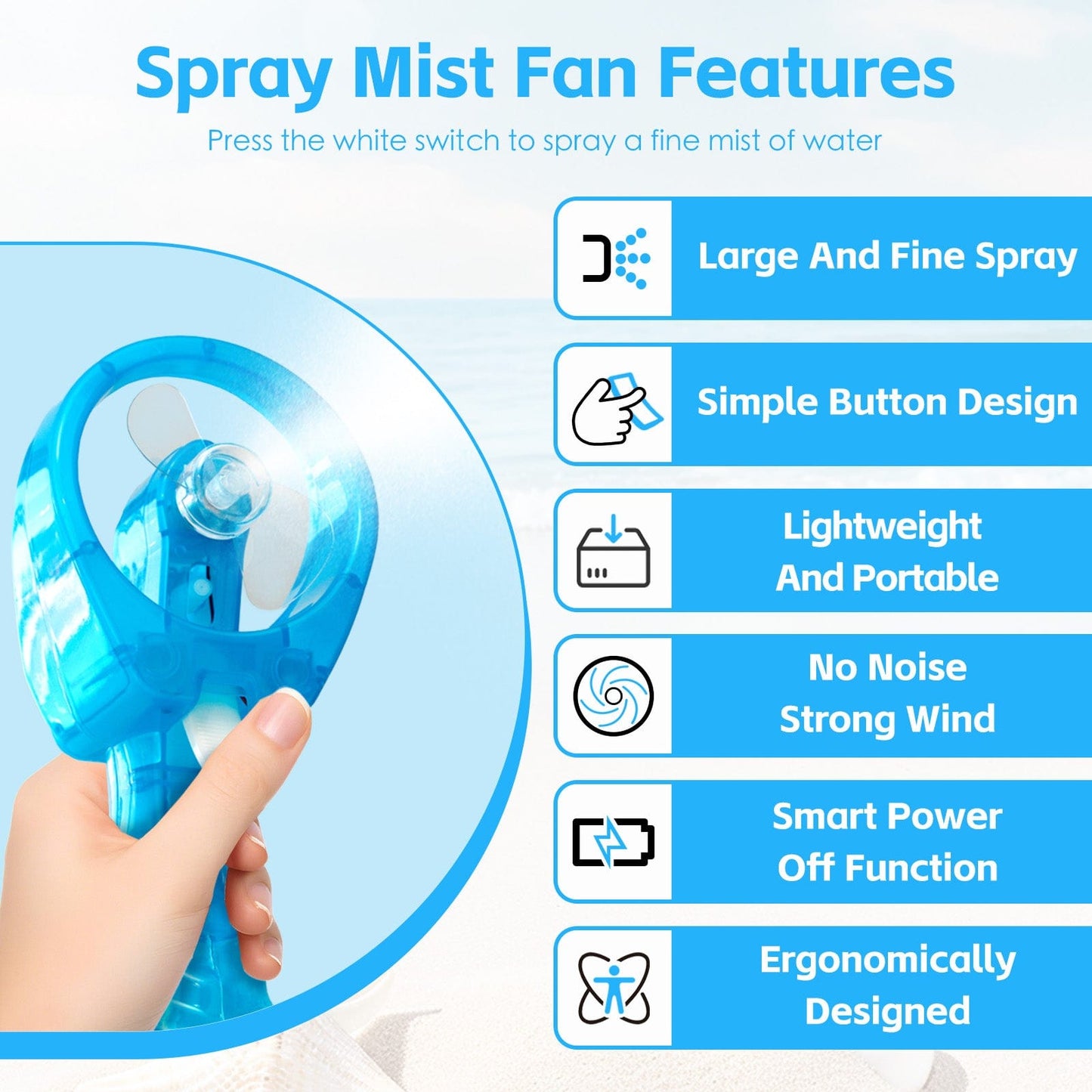 Lazy Dayz Hydration Lazy Dayz Water Spray Fan - Blue