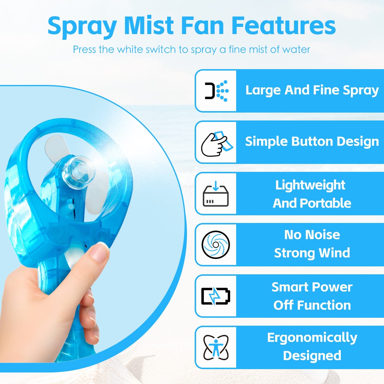 Lazy Dayz Hydration Lazy Dayz Water Spray Fan - Blue