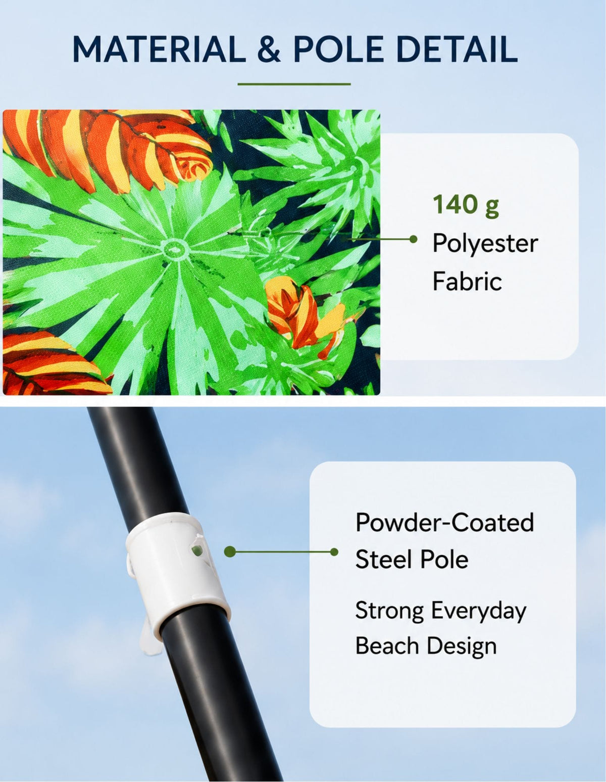 Lazy Dayz Beach Accessories Lazy Dayz 1.8m Tiltable Beach Umbrella with Carry Bag - Mossman