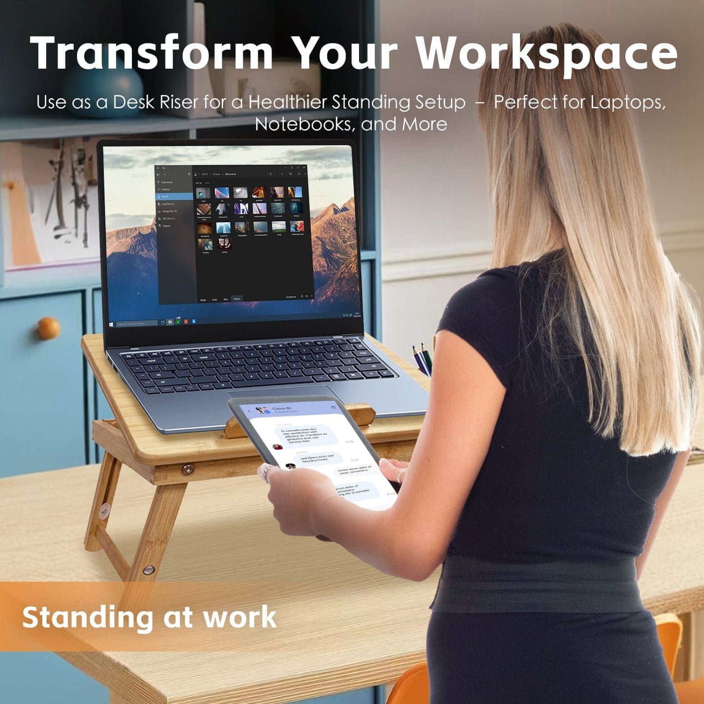 Living Today Homewares Foldable and Adjustable Bamboo Laptop Table, Bed Tray