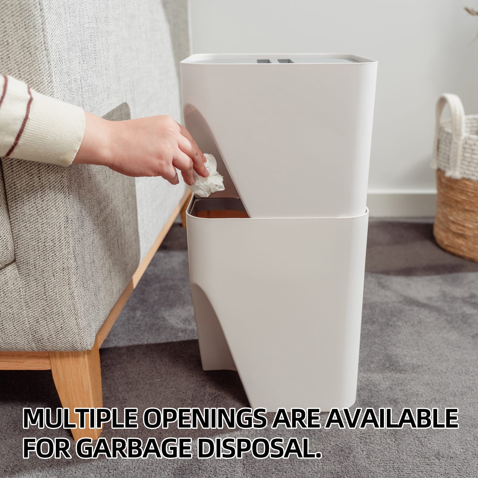 Living Today kitchenware 18L Stackable Plastic Kitchen Trash Bin Household Classification Storage Box