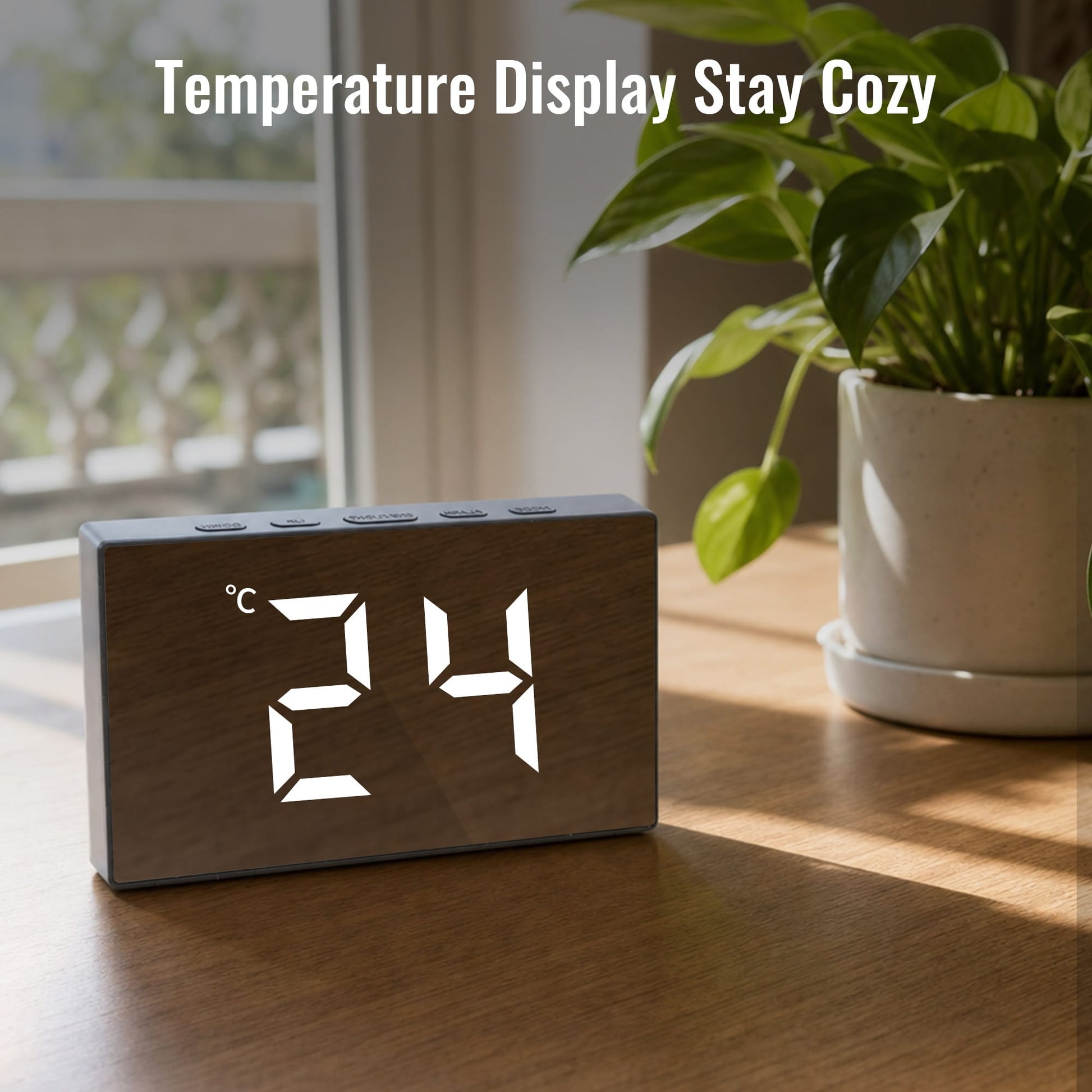 Living Today Clevinger Black LED Mirror Alarm Clock with Snooze | 13cm