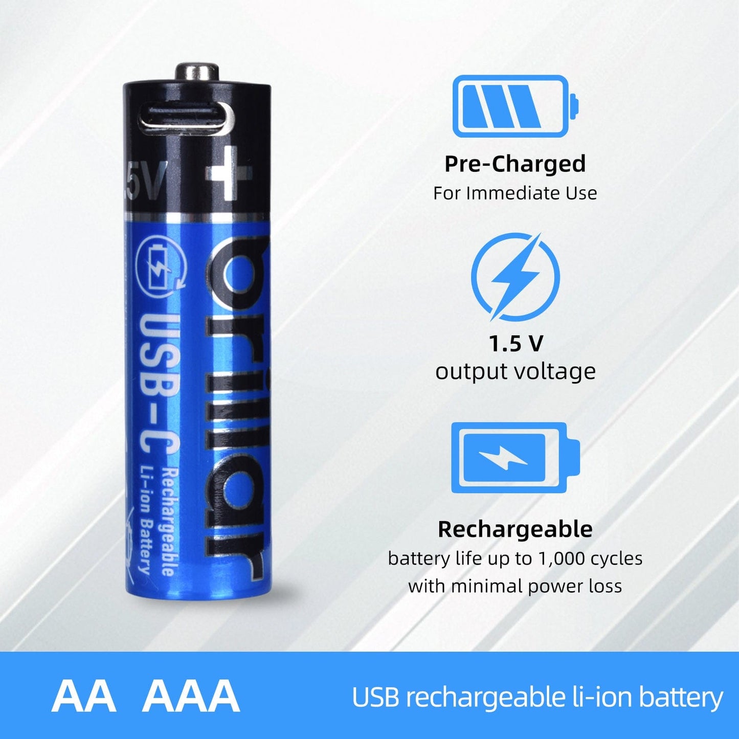 Living Today 2 PCS AAA USB Rechargeable LI-ION Battery